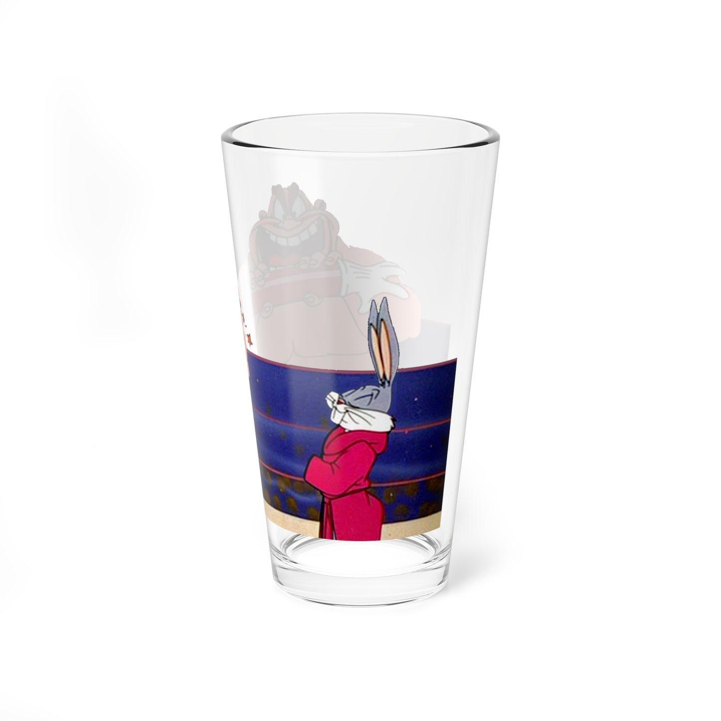 Bugs Bunny & the Crusher Pint Glass, 16oz - Popular Looney Tunes Characters - Bunny Hugged - Bugs Wrestler Foe - Cartoon Classic