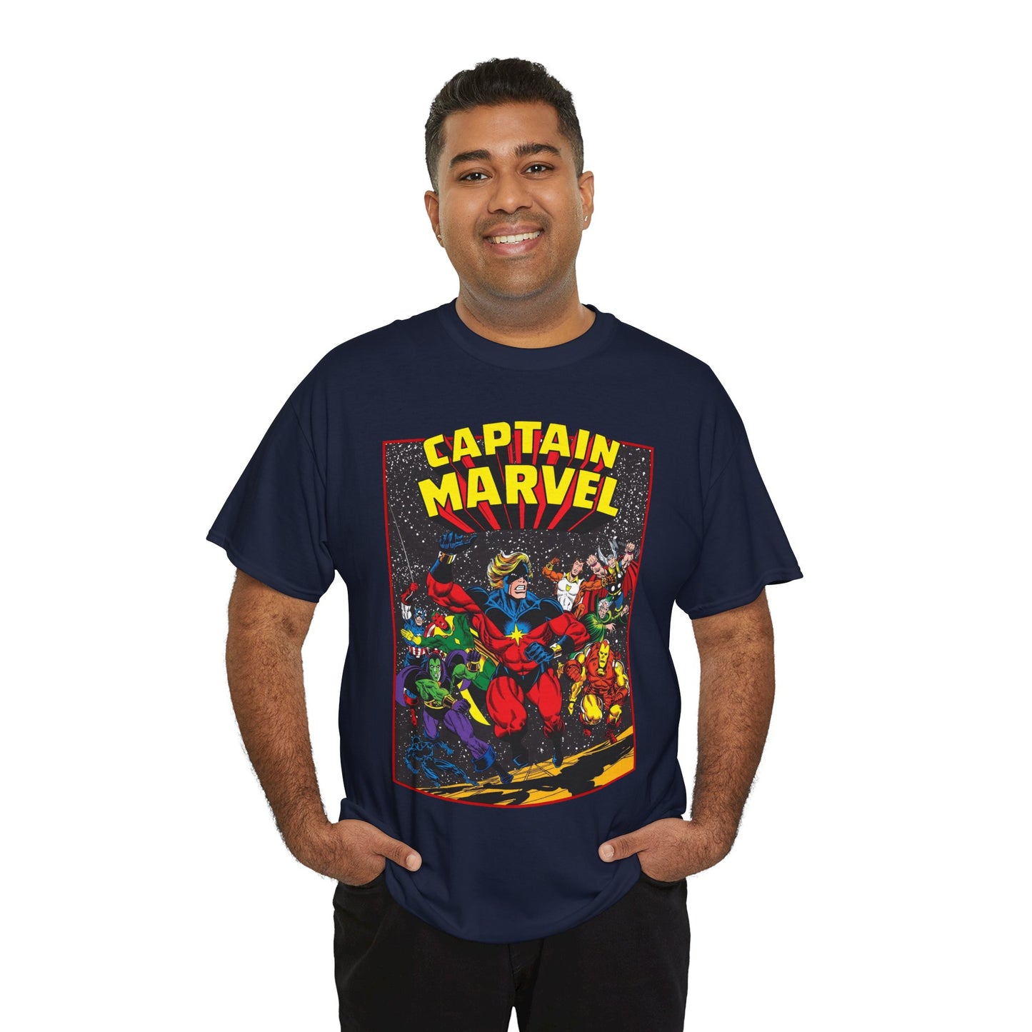 Captain Marvel T-Shirt - Marvel Comics - Jim Starlin Art - Mar-Vell - Kree - Cosmic Hero