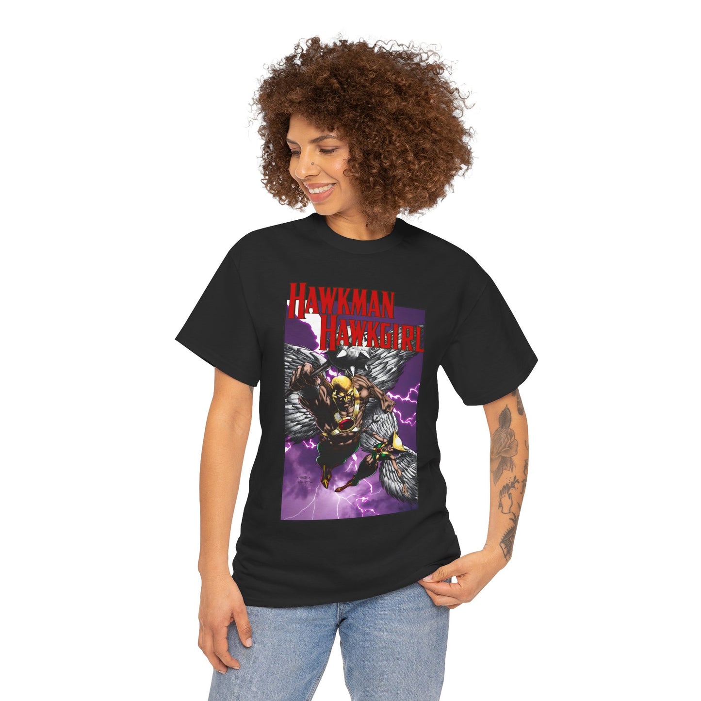 Hawkman & Hawkgirl T-Shirt - David Finch Art - Carter & Shayera Hall - JLA & JSA Members - DC Comics
