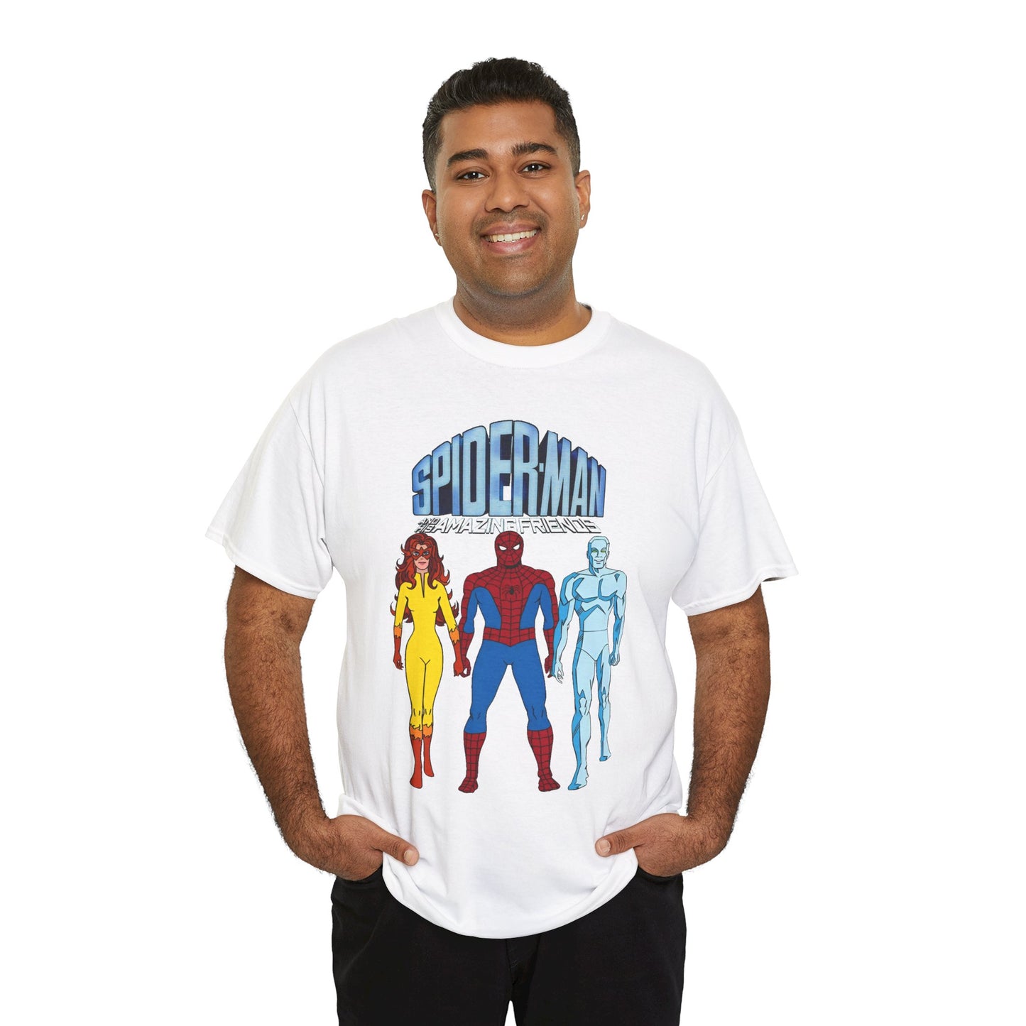 Spider-Man & His Amazing Friends T-Shirt - Spidey, Firestar, Iceman - Popular 1980s Marvel TV Cartoon - Marvel Comics