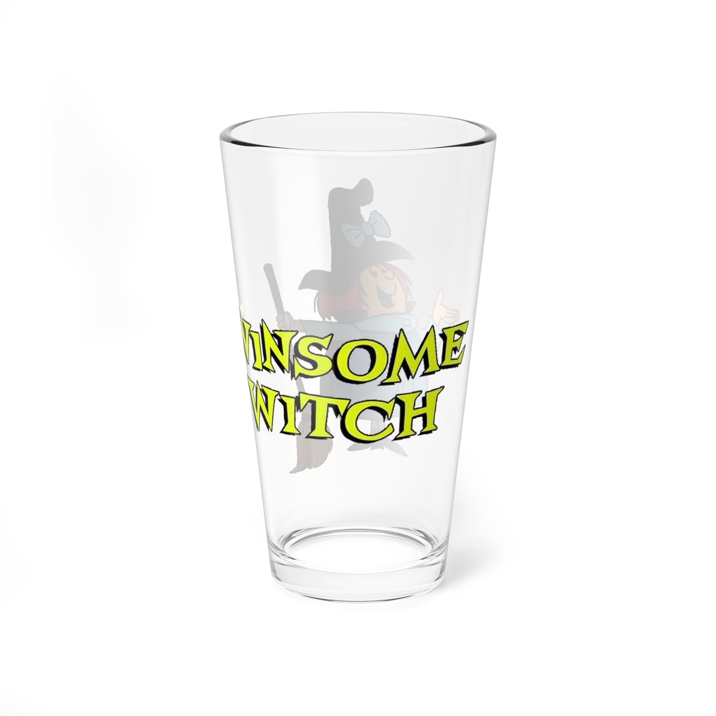 Winsome Witch Pint Glass, 16oz - Popular Hanna-Barbera Cartoon 1960s TV - Winnie - Fairy Godmother Drop-Out - Ippity-Pippity-Pow