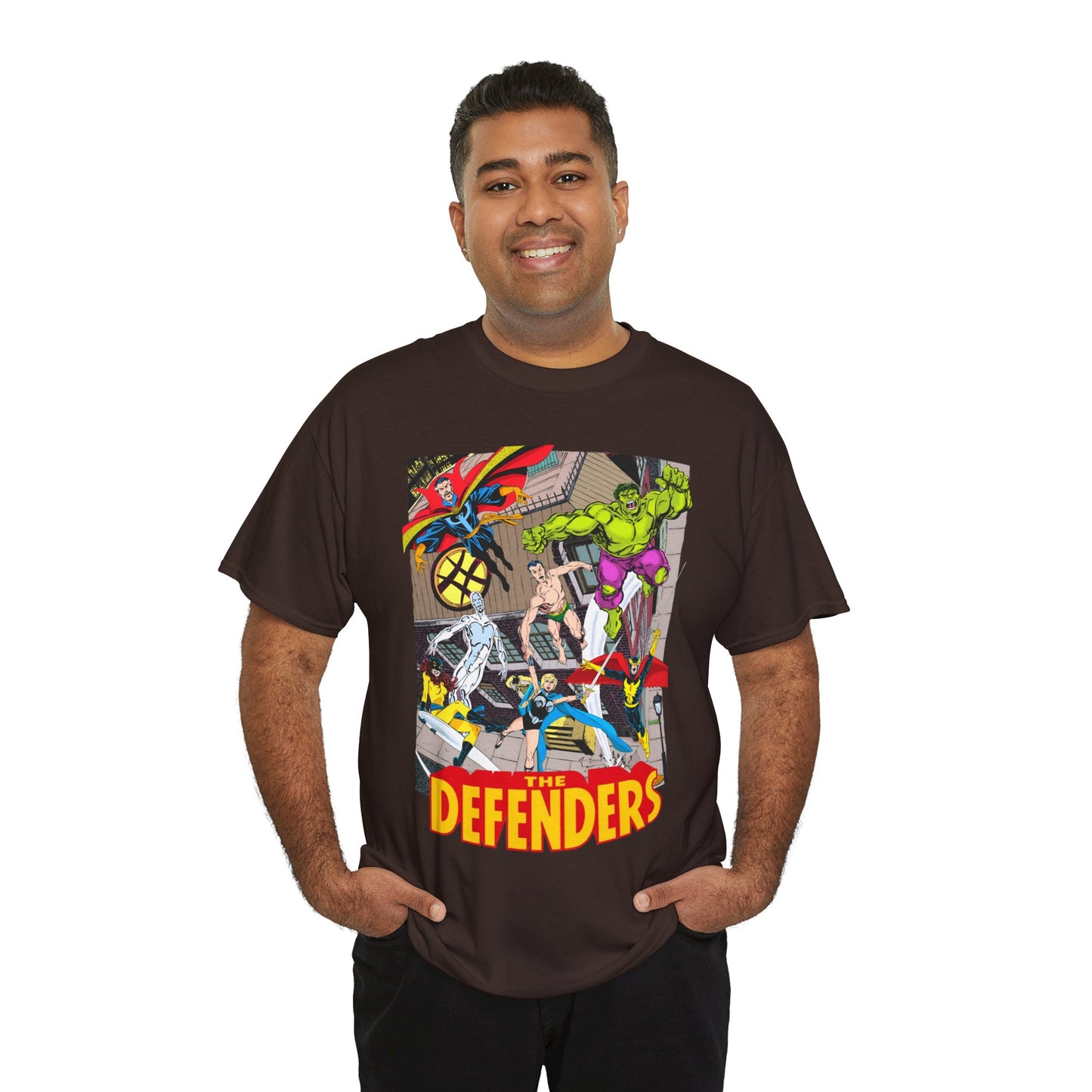 Defenders T-Shirt - John Byrne Art - Marvel Comics - Dr Strange, Nighthawk, Hulk