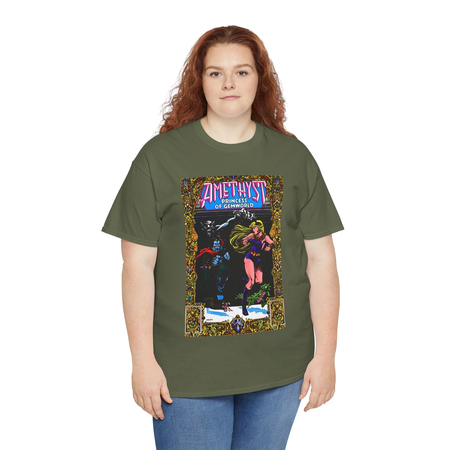 Amethyst Princess of Gemworld T-Shirt - Ernie Colon Art - Bejeweled Cover - Dark Opal - DC Comics