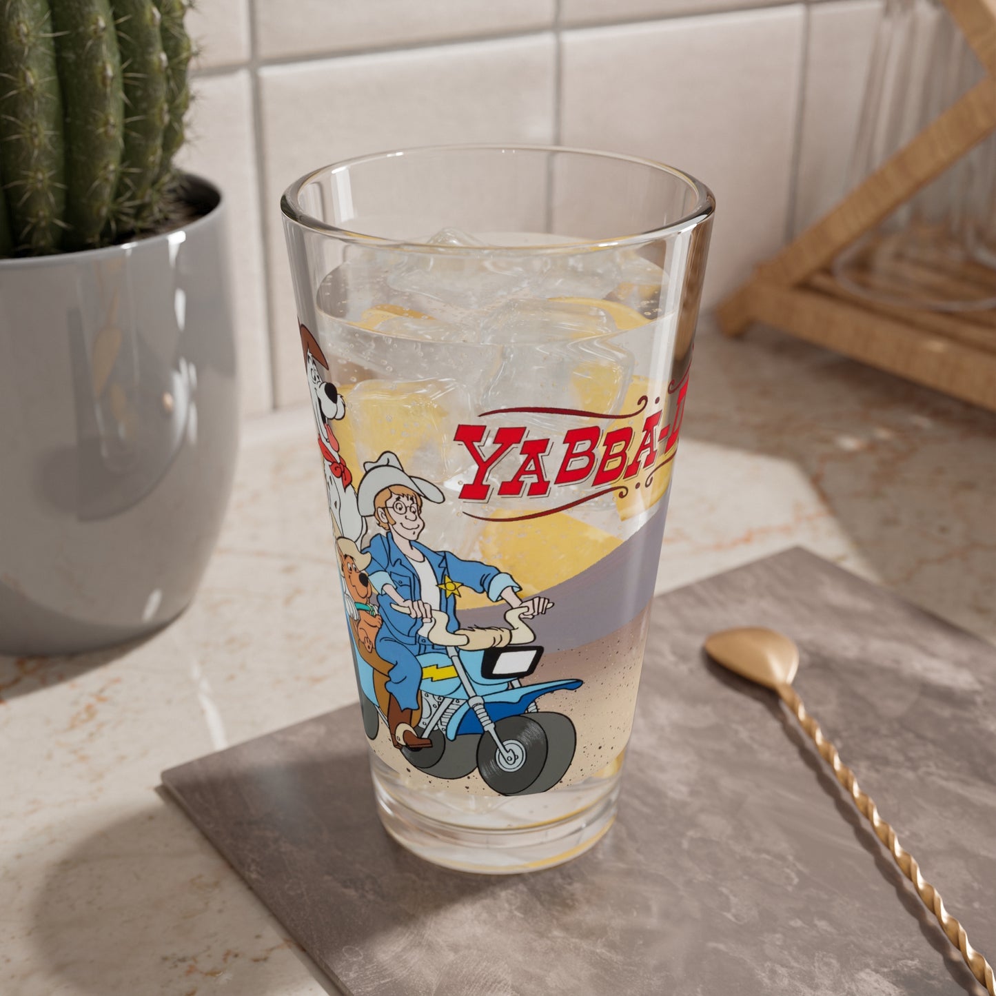 Yabba Doo Pint Glass, 16oz - Scooby Doo's Brother With His Best Friend Deputy Dusty, Scrappy - Hanna-Barbera Cartoons