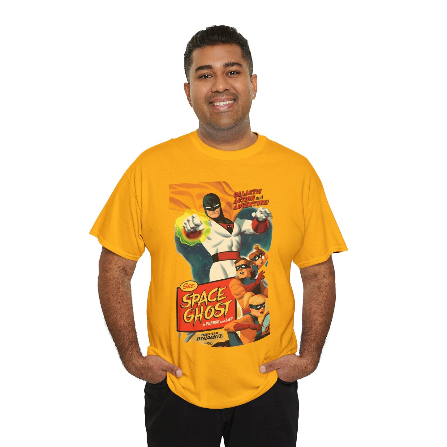 Space Ghost T-Shirt - Frank Cho Art - Jan, Jace & Blip - Movie Poster Style Artwork - Alex Toth Creation - Hanna-Barbera Cartoon