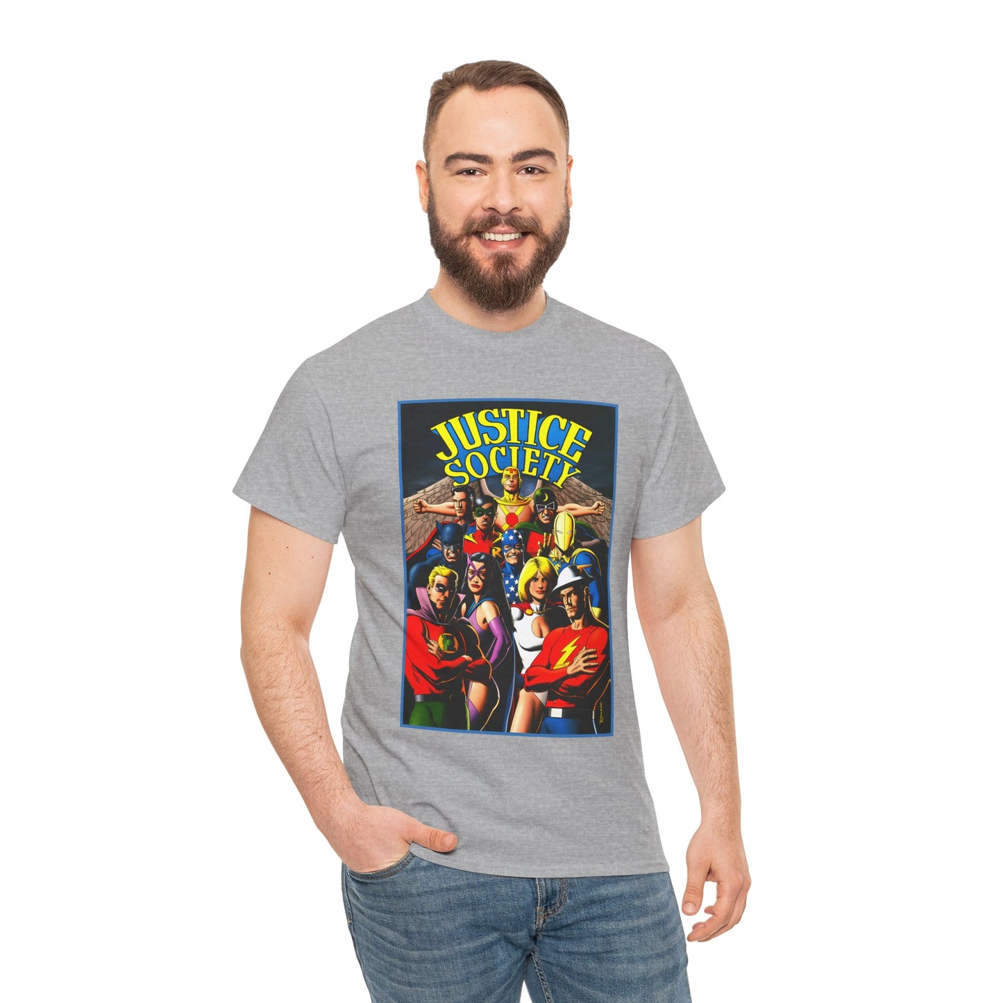 Justice Society T-Shirt - Brian Bolland Art - Dr. Fate, Huntress, Power Girl, Green Lantern, Hawkman, Wildcat - DC Comics - JSA