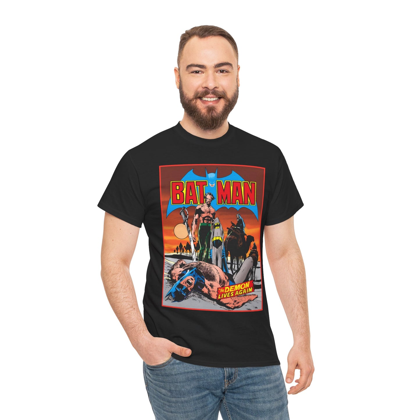 Batman T-Shirt - Neal Adams Art - R'as Al Ghul - Demon Lives Again - DC Comics - Dark Knight Detective
