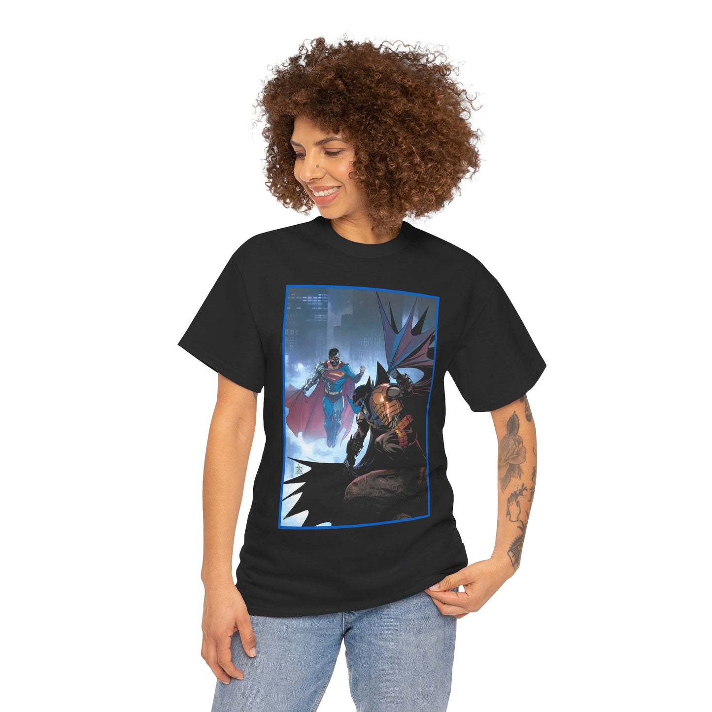 Cyborg Superman Vs Azrael Batman T-Shirt - Lee Weeks Art - Reign of the Superman, Knightfall - World's Finest Variant Cover Art - DC Comics