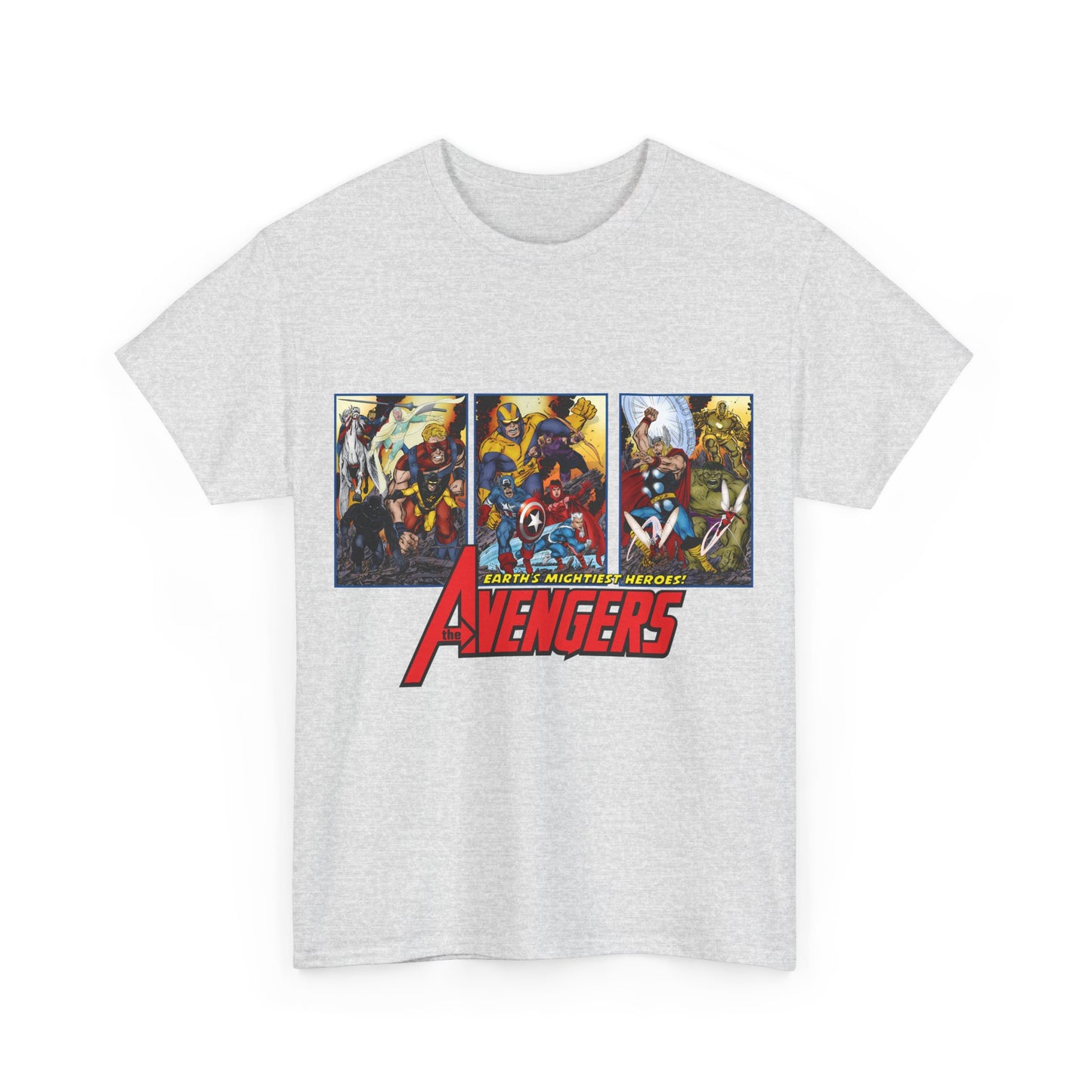 Avengers T-Shirt - John Byrne Art - Thor, Captain America, Iron Man, Hulk, Scarlet Witch, Wasp, Quicksilver, The Black Knight - Marvel Comics