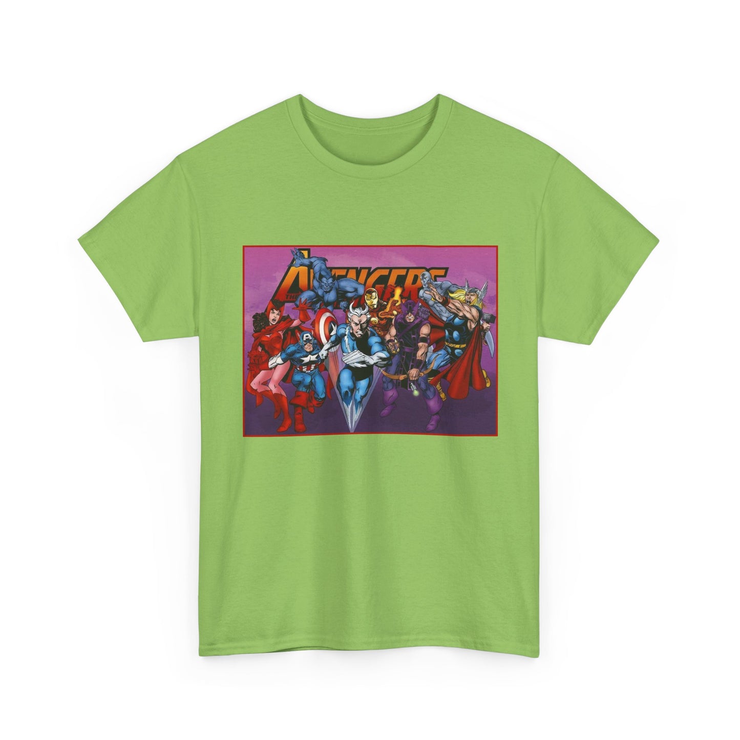 Avengers T-Shirt - John Byrne Art - Captain America, Quicksilver, Scarlet Witch, Beast, Iron Man, Thor, Hawkeye - Marvel Comics