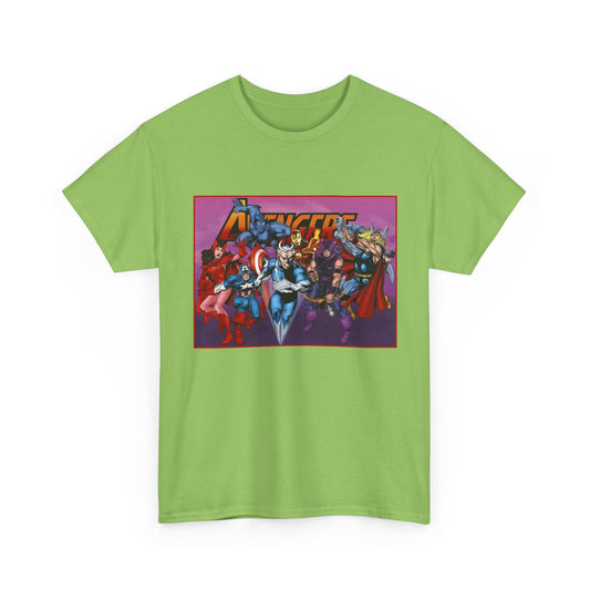 Avengers T-Shirt - John Byrne Art - Captain America, Quicksilver, Scarlet Witch, Beast, Iron Man, Thor, Hawkeye - Marvel Comics