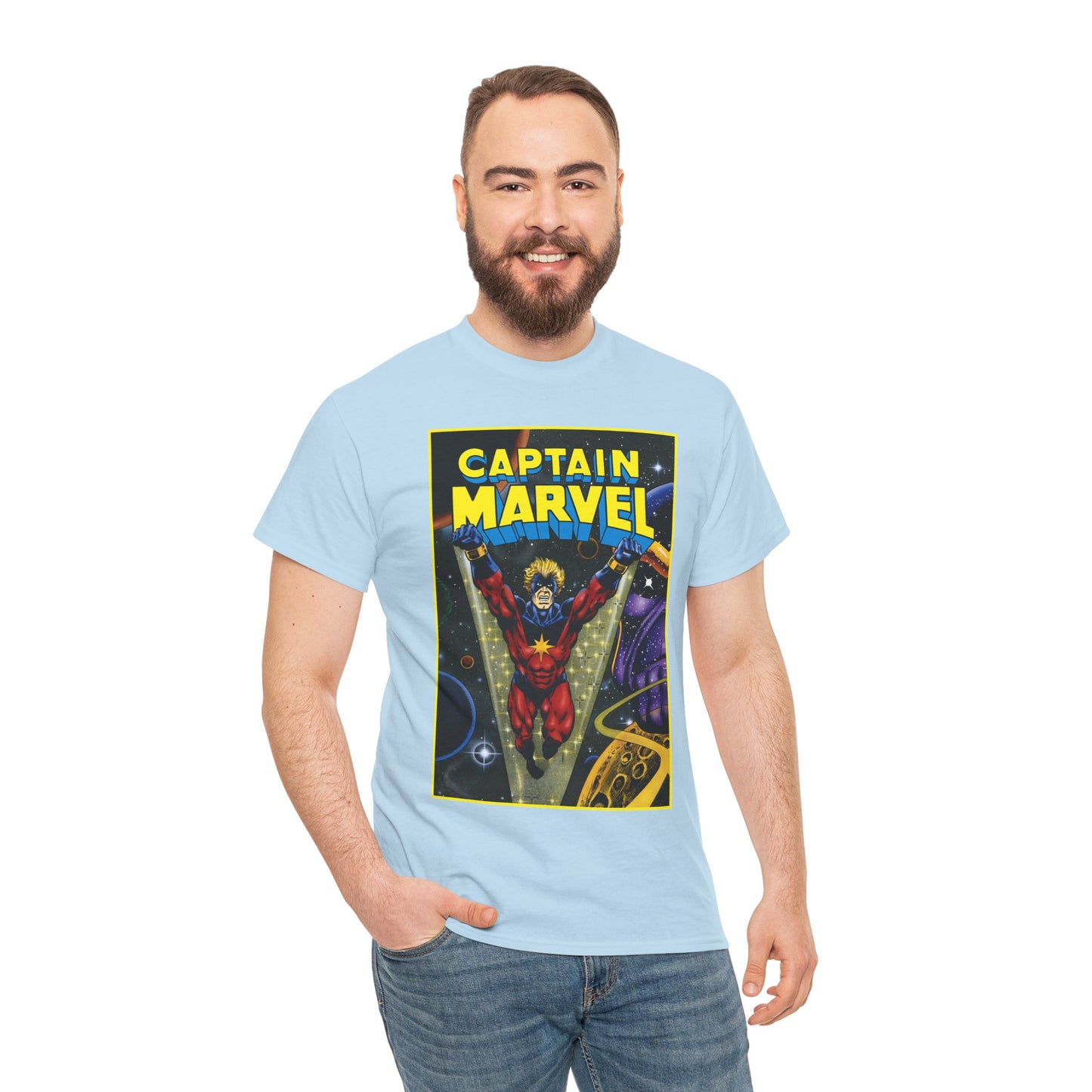 Captain Marvel T-Shirt - Mar-Vell - Thanos - Jim Starlin Art - 1970s Cosmic Superhero - Marvel Comics