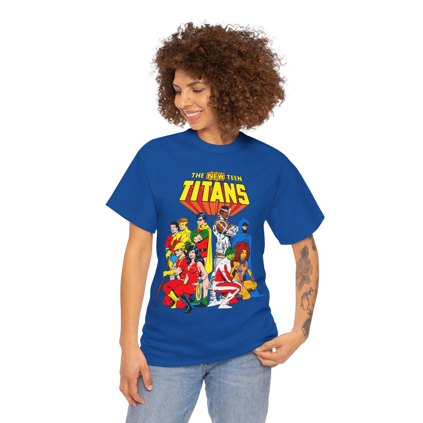 New Teen Titans T-Shirt - George Perez Art - Robin, Wonder Girl, Starfire, Raven, Cyborg, Speedy, Aqualad - DC Comics