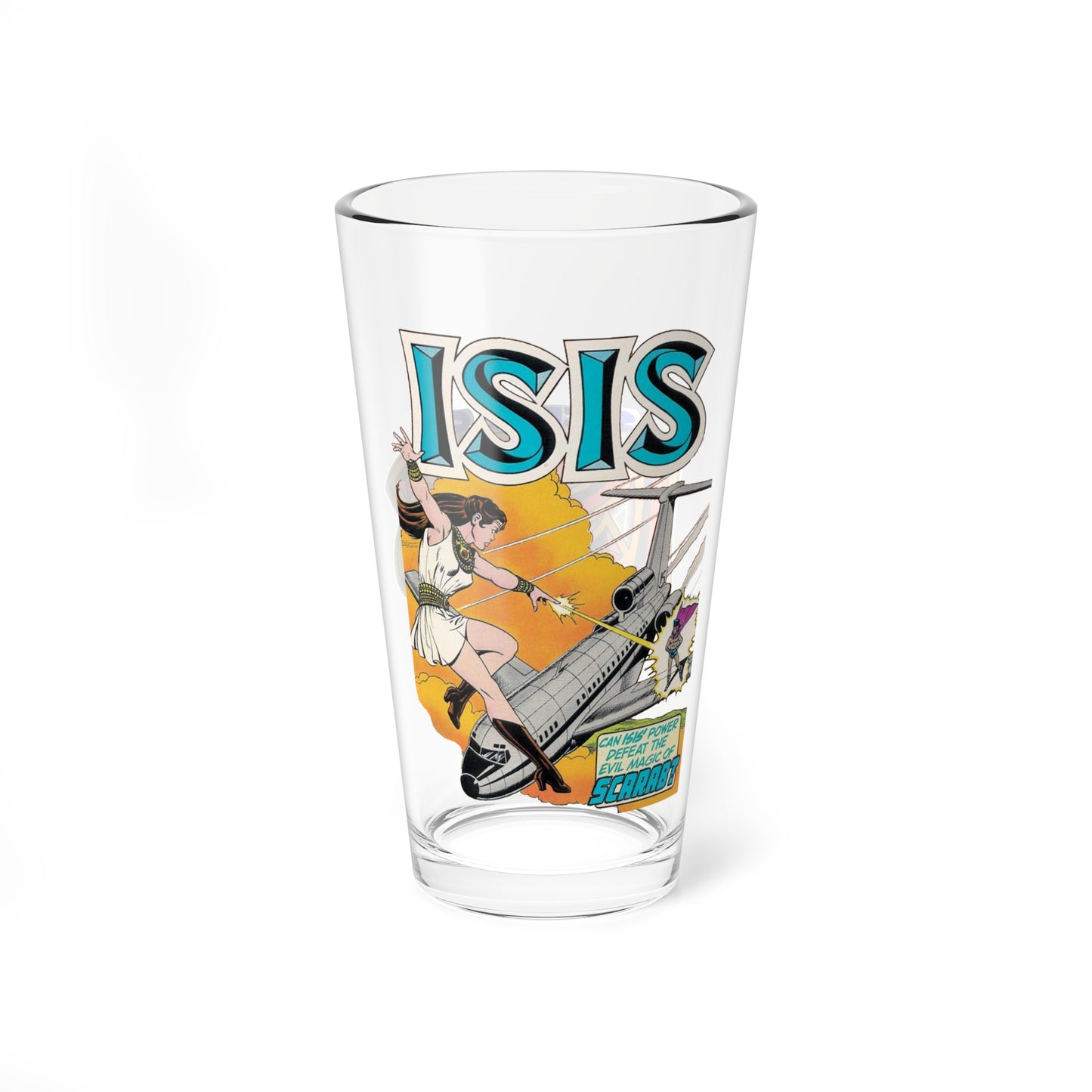 Isis Pint Glass, 16oz - DC Comics Art 1970s - Shazam/Captain Marvel TV Link - Popular TV Show Adaptation