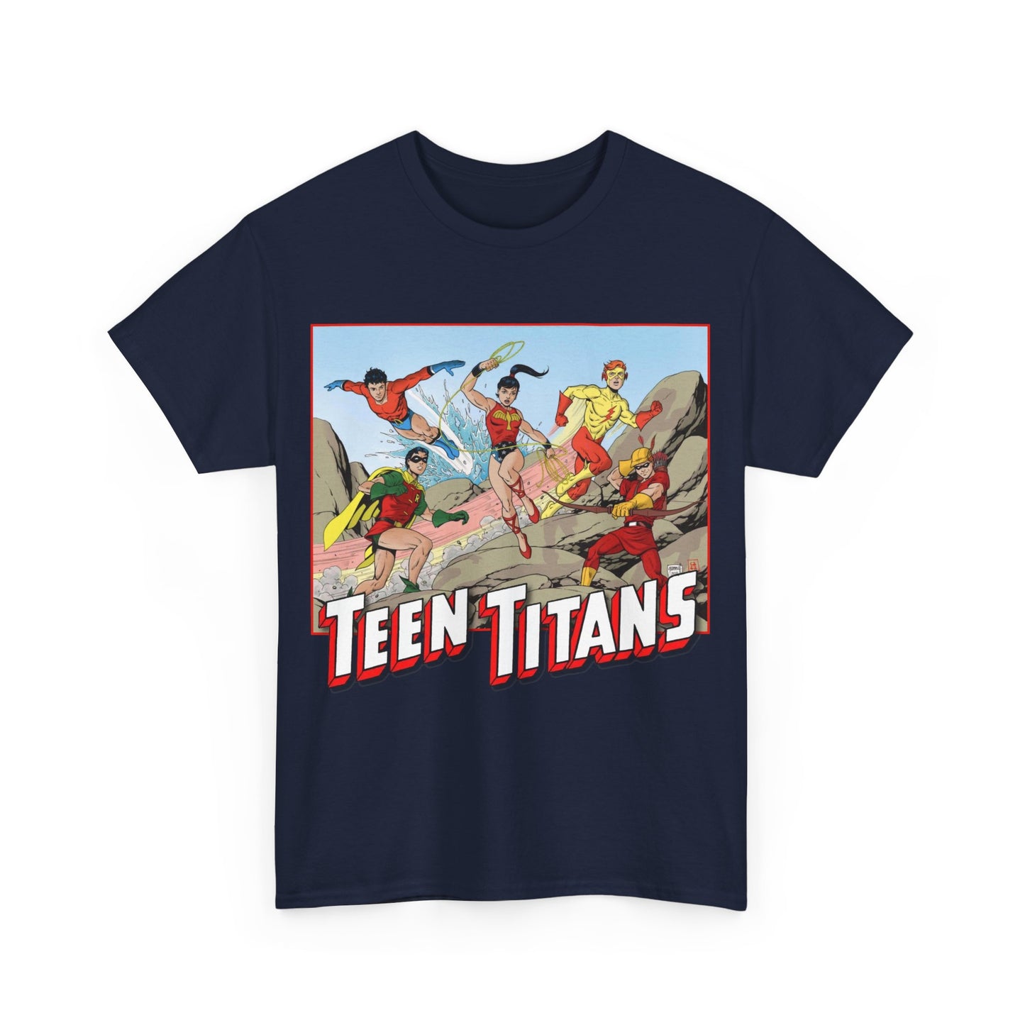 Teen Titans T-Shirt - Tom Grummett Art - Robin, Wonder Girl, Kid Flash, Speedy, Aqualad - DC Comics
