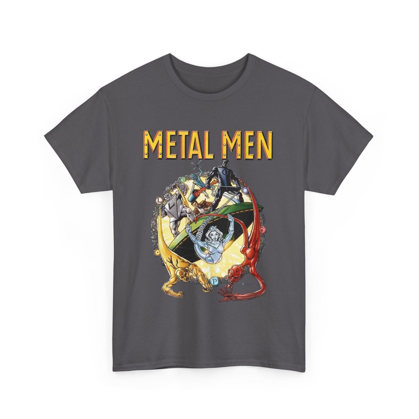 Metal Men T-Shirt - George Perez Art - DC Comics - Classic Silver Age Team - Mercury, Iron, Tin, Gold