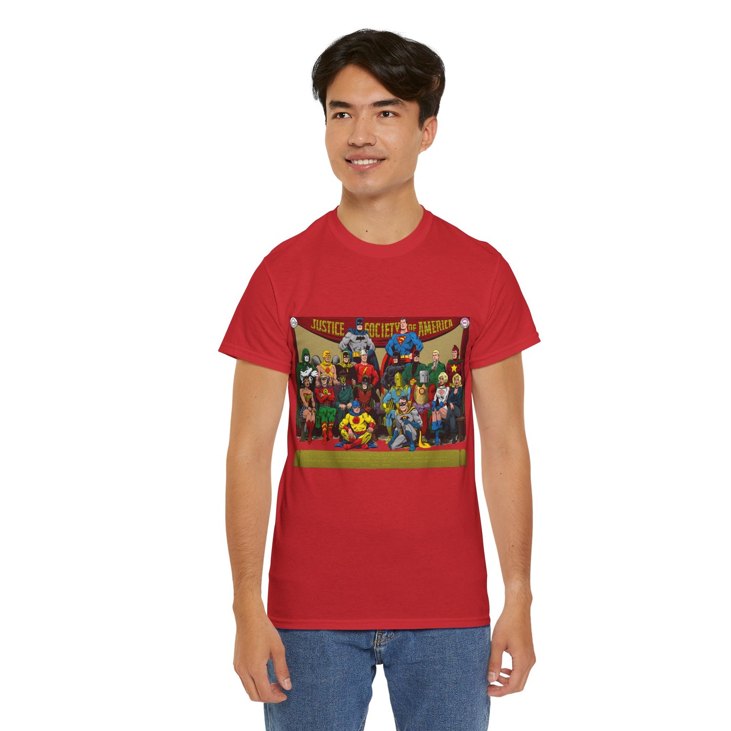 JSA T-Shirt - Sandman, Starman, Atom, Dr Fate, Mr Terrific, Flash, Green Lantern - DC Comics - Justice Society of America - Golden Age