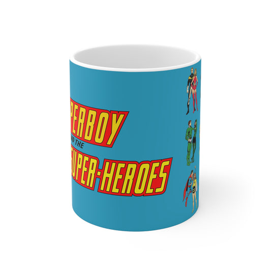 Superboy & Legion of Super-heroes Coffee Mug, 11oz - DC Comics - Bronze Age Art - Cosmic Boy, Supergirl, Brainiac 5, Lightning Lad, Saturn Girl - LOSH