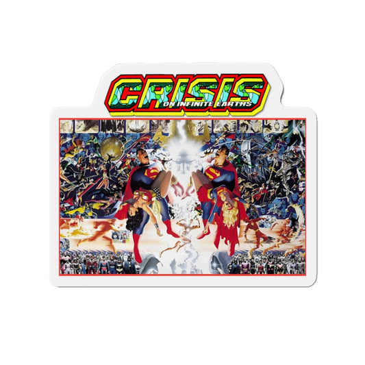 Crisis on Infinite Earths Die-Cut Magnet - George Perez & Alex Ross Art - Superman, Wonder Woman, Supergirl, Flash - DC Comics Classic Image - 3", 4", 5", 6"