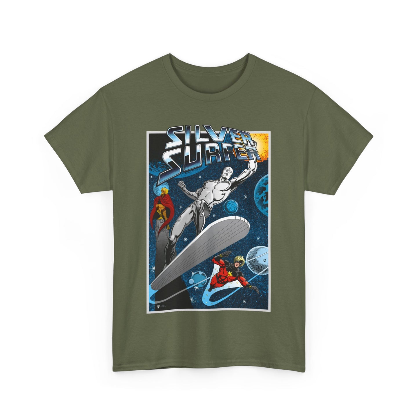 Silver Surfer T-Shirt - With Adam Warlock & Captain Marvel - Norrin Radd - Former Herald of Galactus - Fantastic Four Ally - Marvel Comics