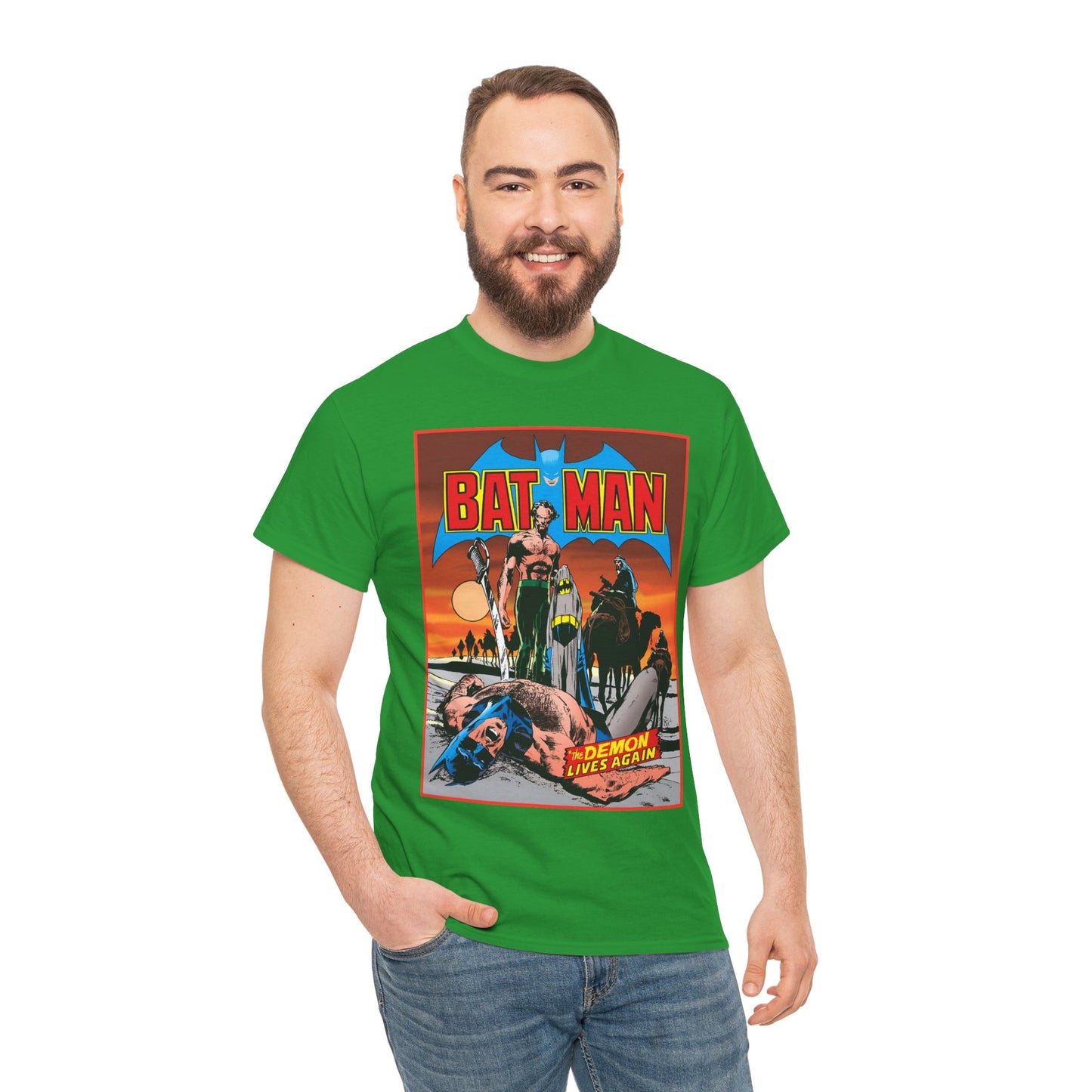 Batman T-Shirt - Neal Adams Art - R'as Al Ghul - Demon Lives Again - DC Comics - Dark Knight Detective