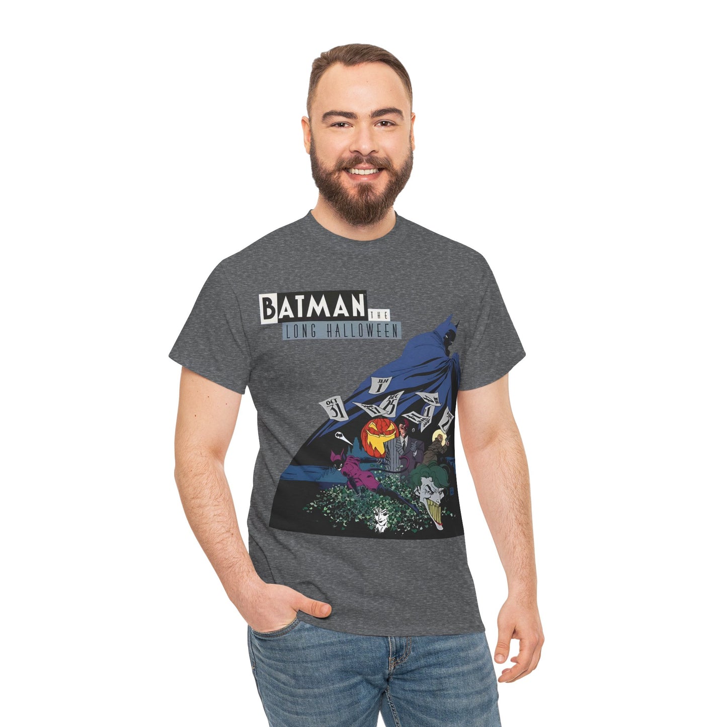 Batman The Long Halloween T-Shirt - Stunning Tim Sale Art - Joker, Catwoman, Two-Face, Poison Ivy, Commissioner Gordon - DC Comics - Classic Story