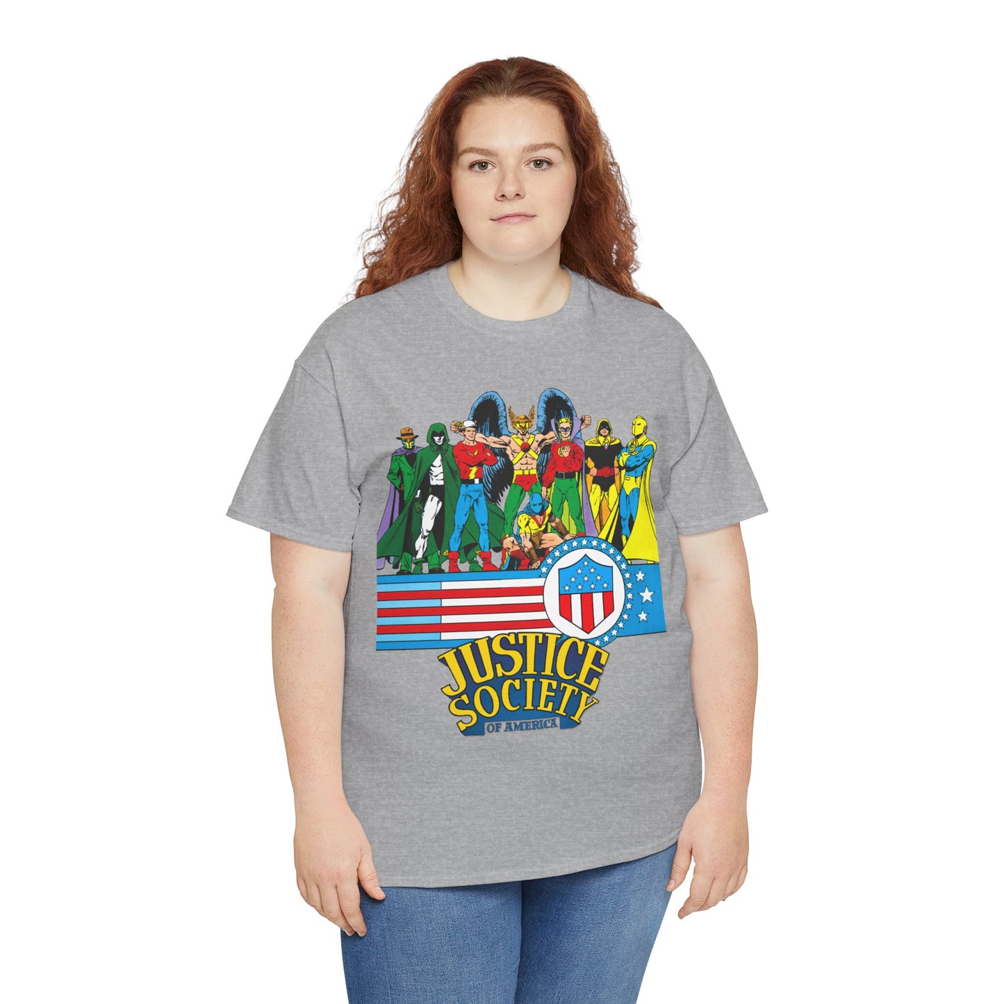 Justice Society of America T-Shirt - Amazing George Perez Art - History of the DC Universe - DC Comics - Dr Fate, Sandman, Flash, Hourman, Spectre, Hawkman