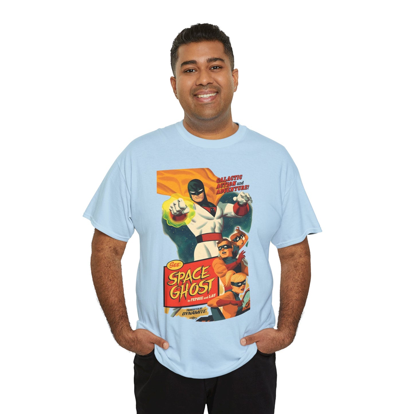 Space Ghost T-Shirt - Frank Cho Art - Jan, Jace & Blip - Movie Poster Style Artwork - Alex Toth Creation - Hanna-Barbera Cartoon