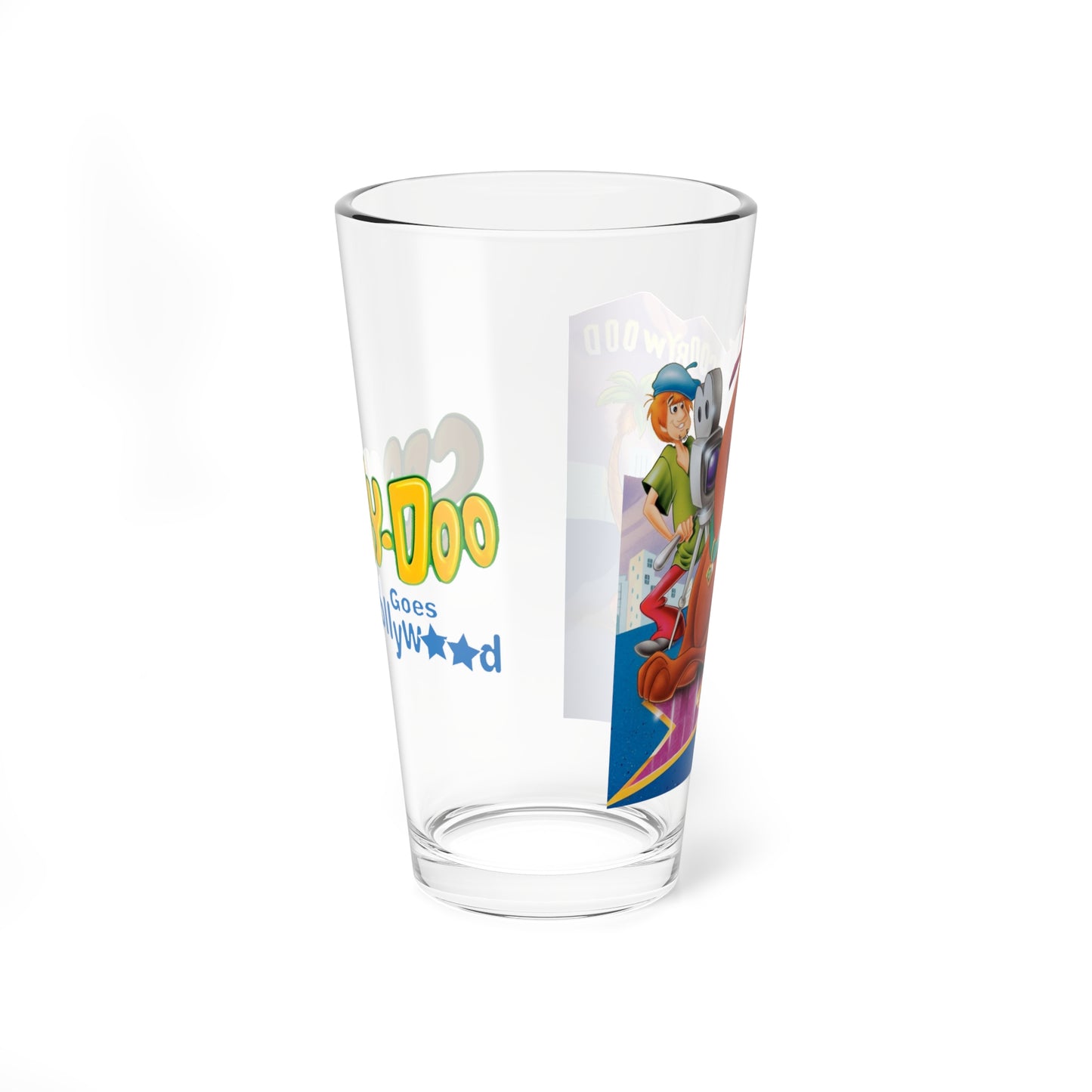Scooby Doo Goes to Hollywood Pint Glass, 16oz - Hanna-Barbera Animated Movie - Shaggy & Scooby As Movie Stars