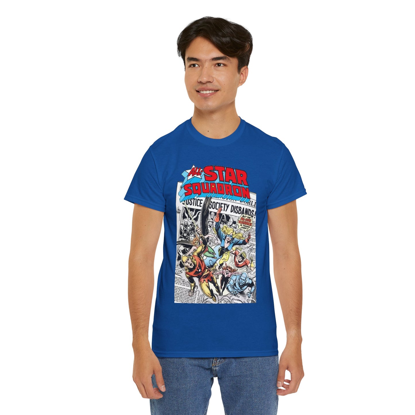 All-Star Squadron T-Shirt - Joe Kubert Art - Liberty Belle, Robotman, Shining Knight, Johnny Quick, Firebrand - JSA Connection - DC Comics