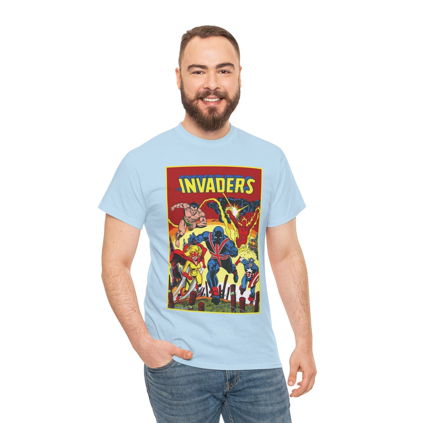 Invaders T-Shirt - Captain America, Human Torch, Namor, Spitfire - World War II Soldiers - Golden Age Heroes - Marvel Comics