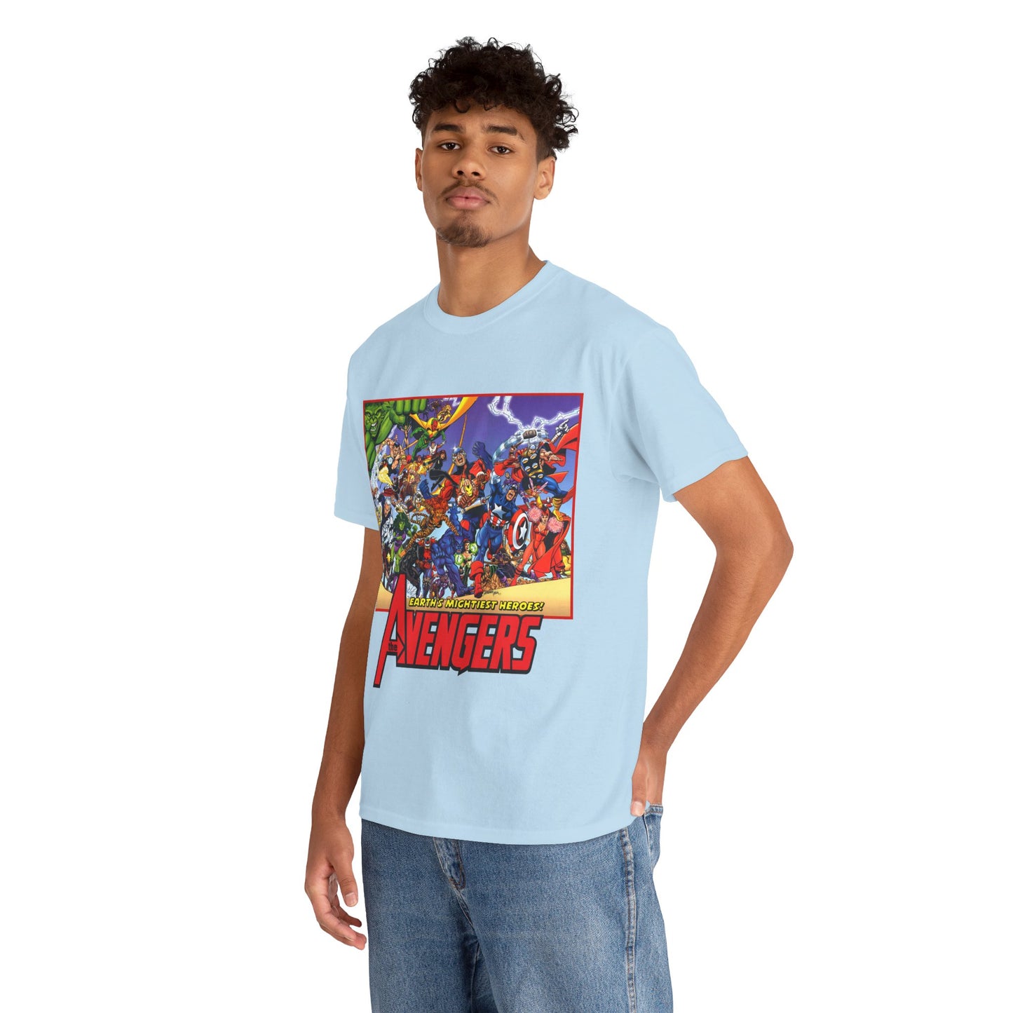 Avengers T-Shirt - George Perez Art - Marvel Comics - Captain America, Iron Man, Thor, She-Hulk, Hawkeye, Vision, Quicksilver - Classic Cover