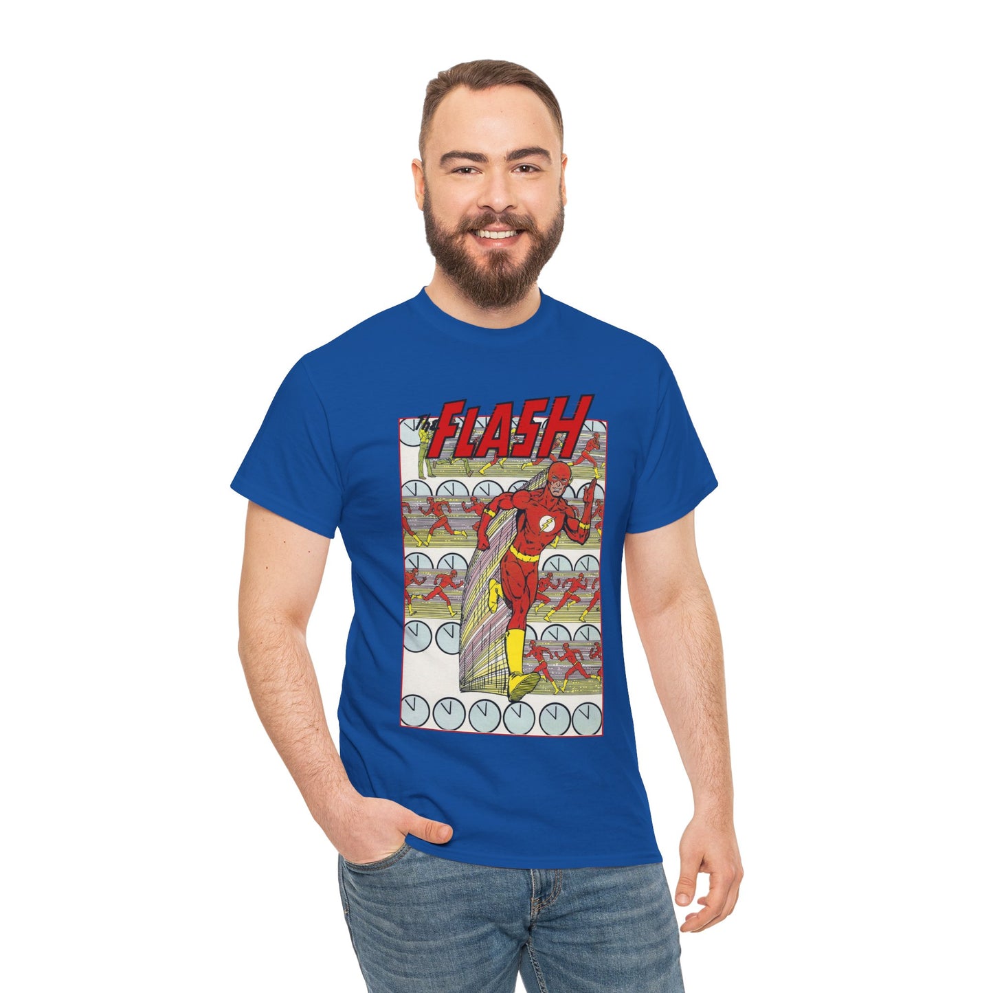 Flash T-Shirt - George Perez Art - JLA Postcard Set - 1980s Art - Justice League of America Satellite Era - Barry Allen, the Fastest Man Alive - DC Comics