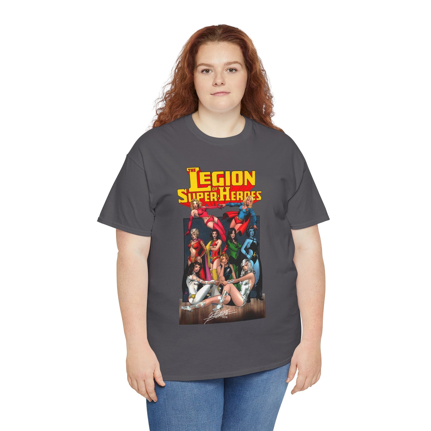 Legion of Super-Heroes T-Shirt - George Perez Art - Saturn Girl, Supergirl, Dream Girl, Shadow Lass, Phantom Girl - The Super Woman of LOSH - DC Comics