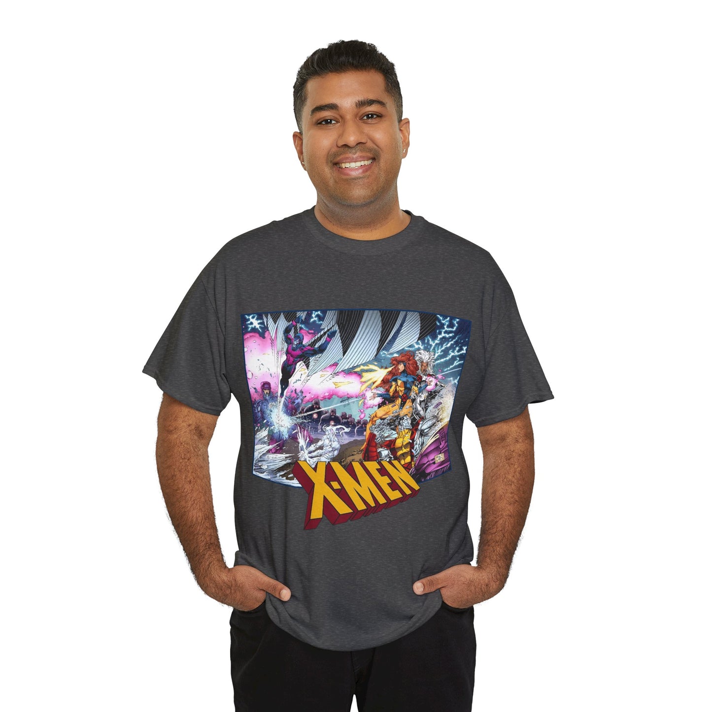 X-Men T-Shirt - Whilce Portacio Art - Storm, Jean Grey, Archangel, Iceman - Fighting Sentinels - Marvel Comics