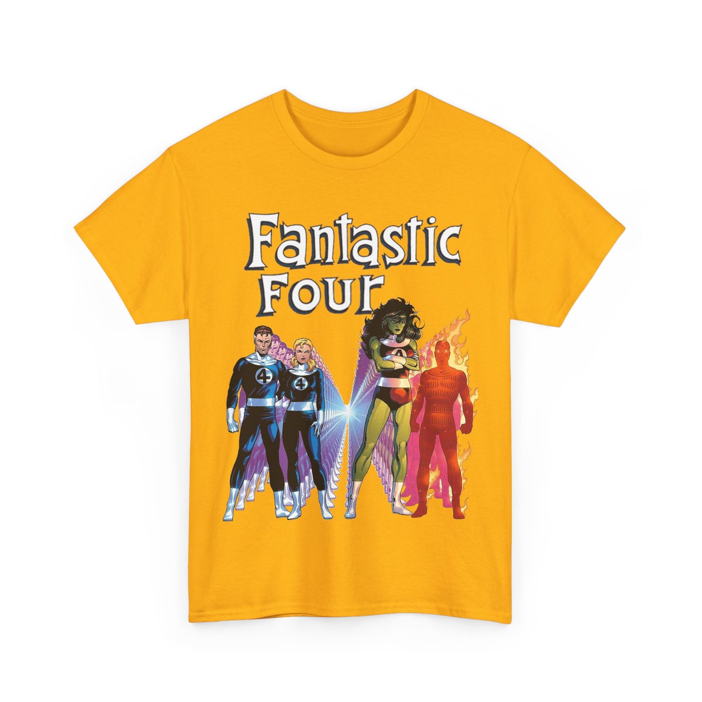 Fantastic Four T-Shirt - John Byrne Art - She-Hulk, Reed Richards, Human Torch, Invisible Woman - Marvel Comics