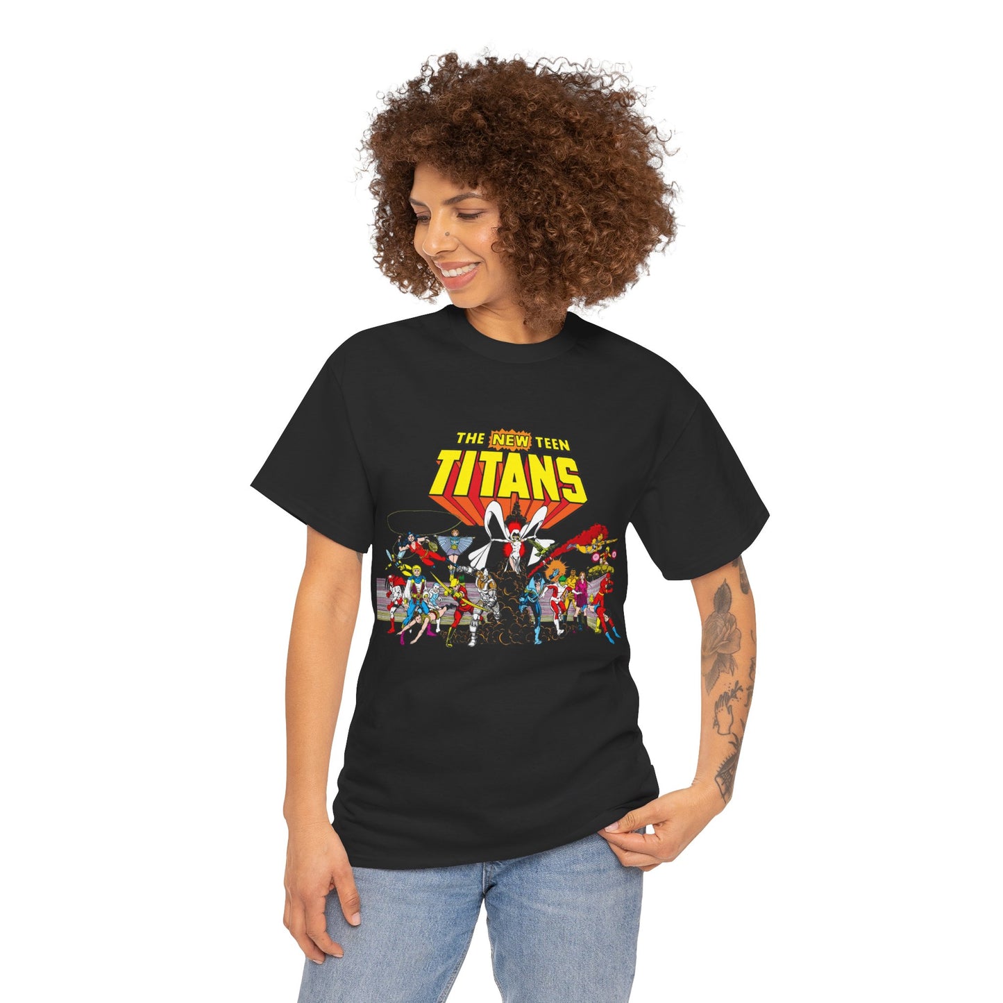 New Teen Titans T-Shirt - George Perez Art - Nightwing, Starfire, Cyborg, Speedy, Bumblebee, Hawk, Dove, Speedy, Wonder Girl, Terra, Lilith - DC Comics