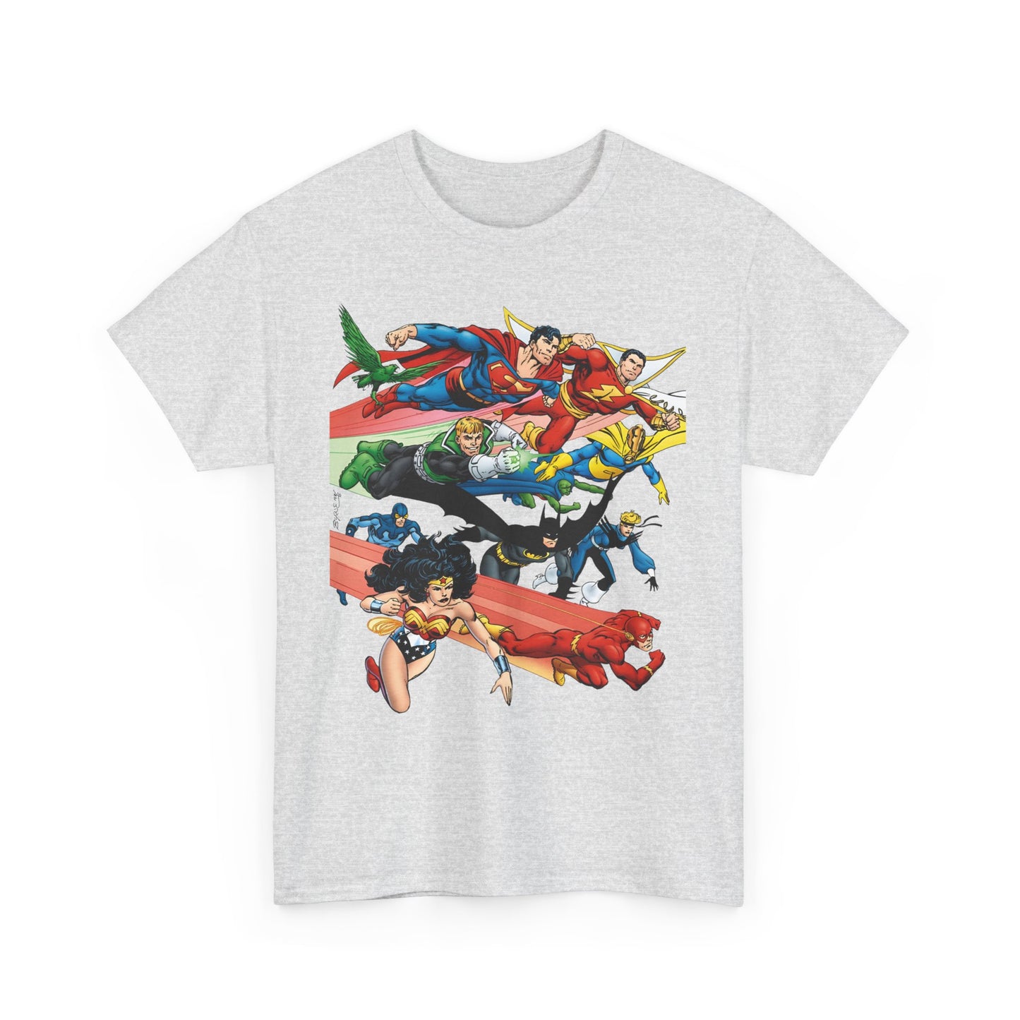 DC Legends T-Shirt - John Byrne Art - Superman, Dr Fate, Blue Beetle, Wonder Woman, Black Canary, Guy Gardner - DC Comics