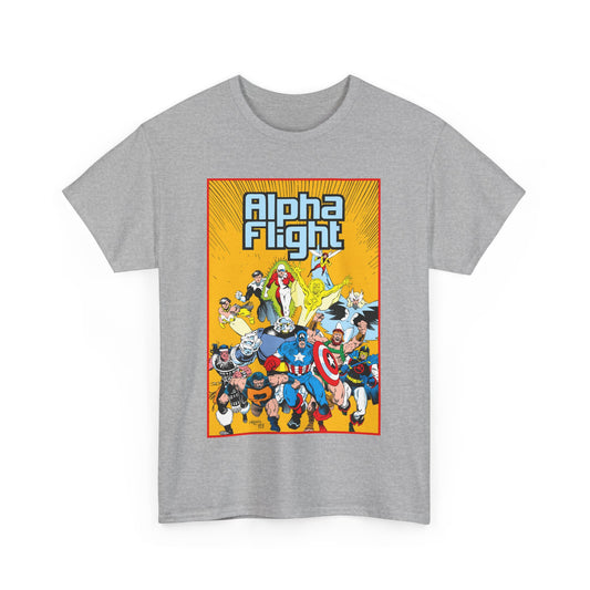 Alpha Flight T-Shirt - Mike Mignola Art - Northstar, Aurora, Snowbird, Shaman, Puck - Avengers: Captain America, Captain Marvel, Hercules, Black Knight - Marvel Comics