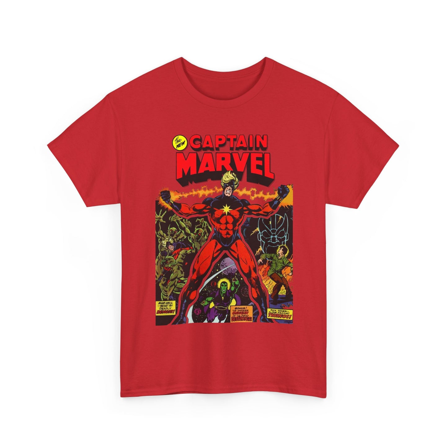 Captain Marvel T-Shirt - Jim Starlin Art - Thanos - Drax the Destroyer - Issue #32 Cover Art