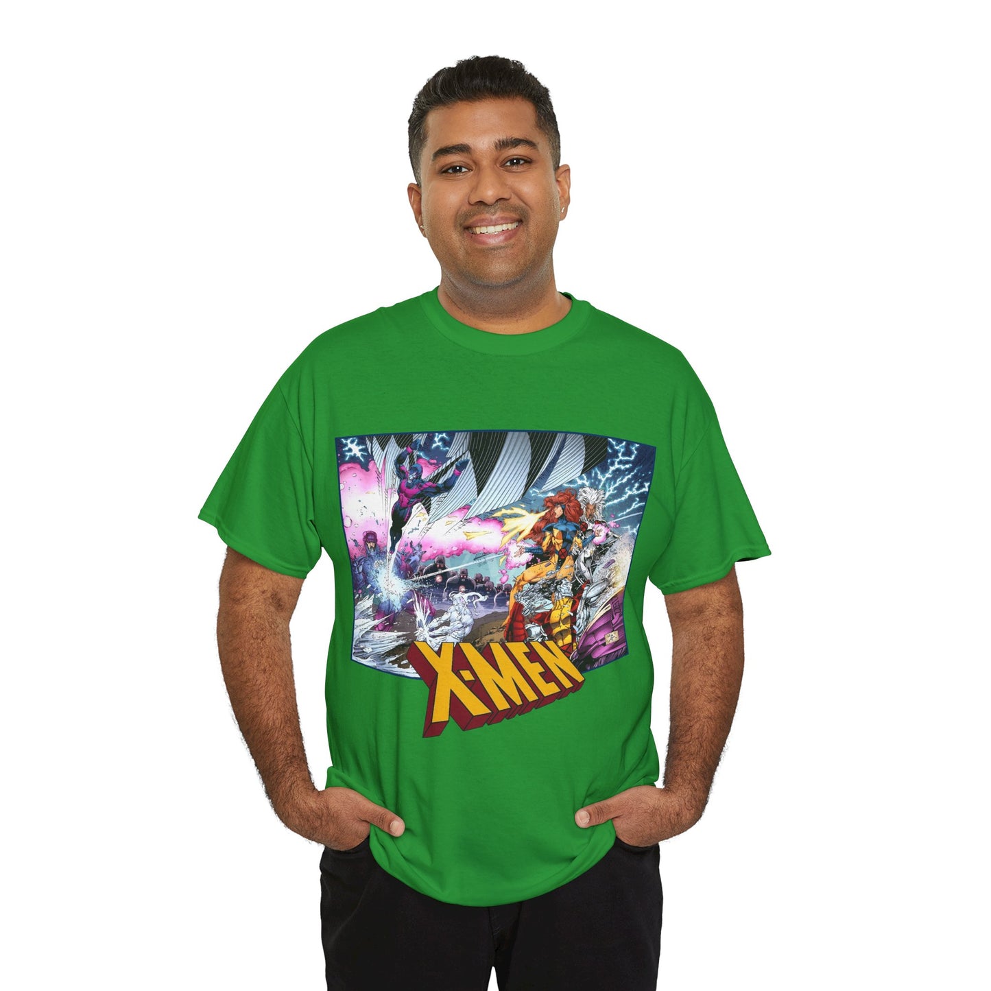 X-Men T-Shirt - Whilce Portacio Art - Storm, Jean Grey, Archangel, Iceman - Fighting Sentinels - Marvel Comics