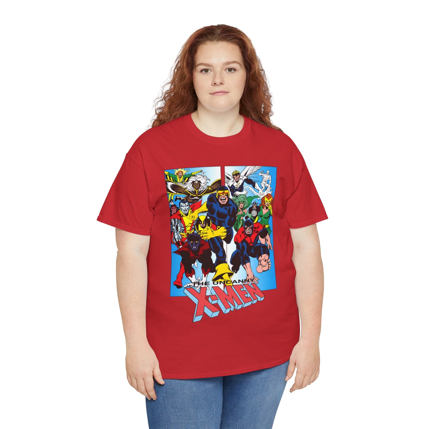Uncanny X-Men T-Shirt - Classic Dave Cockrum Art - Popular Marvel Comics Series - Wolverine, Storm, Cyclops, Nightcrawler, Jean Grey, Iceman, Banshee, Beast