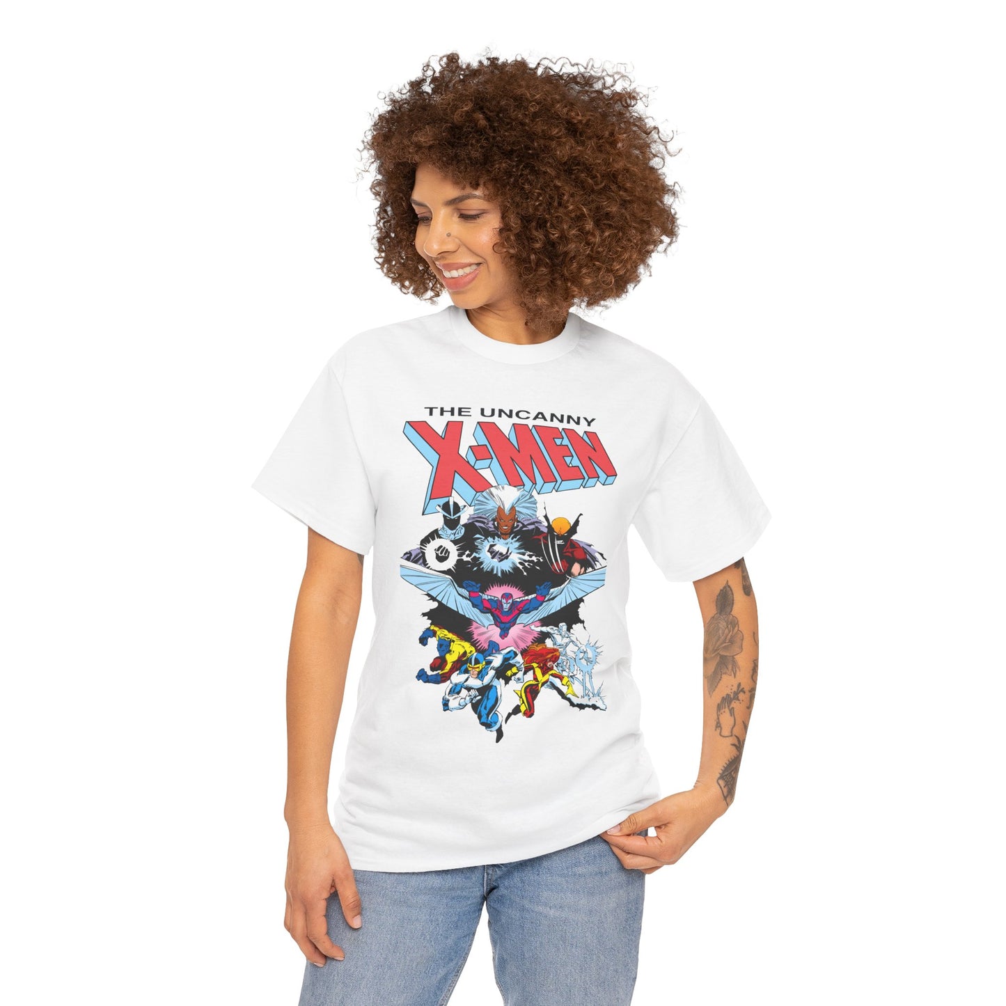 X-Men/X-Factor T-Shirt - Cyclops, Storm, Jean Grey, Iceman, Beast, Wolverine - Marvel Comics - From the Inferno Storyline - Mutant Battle