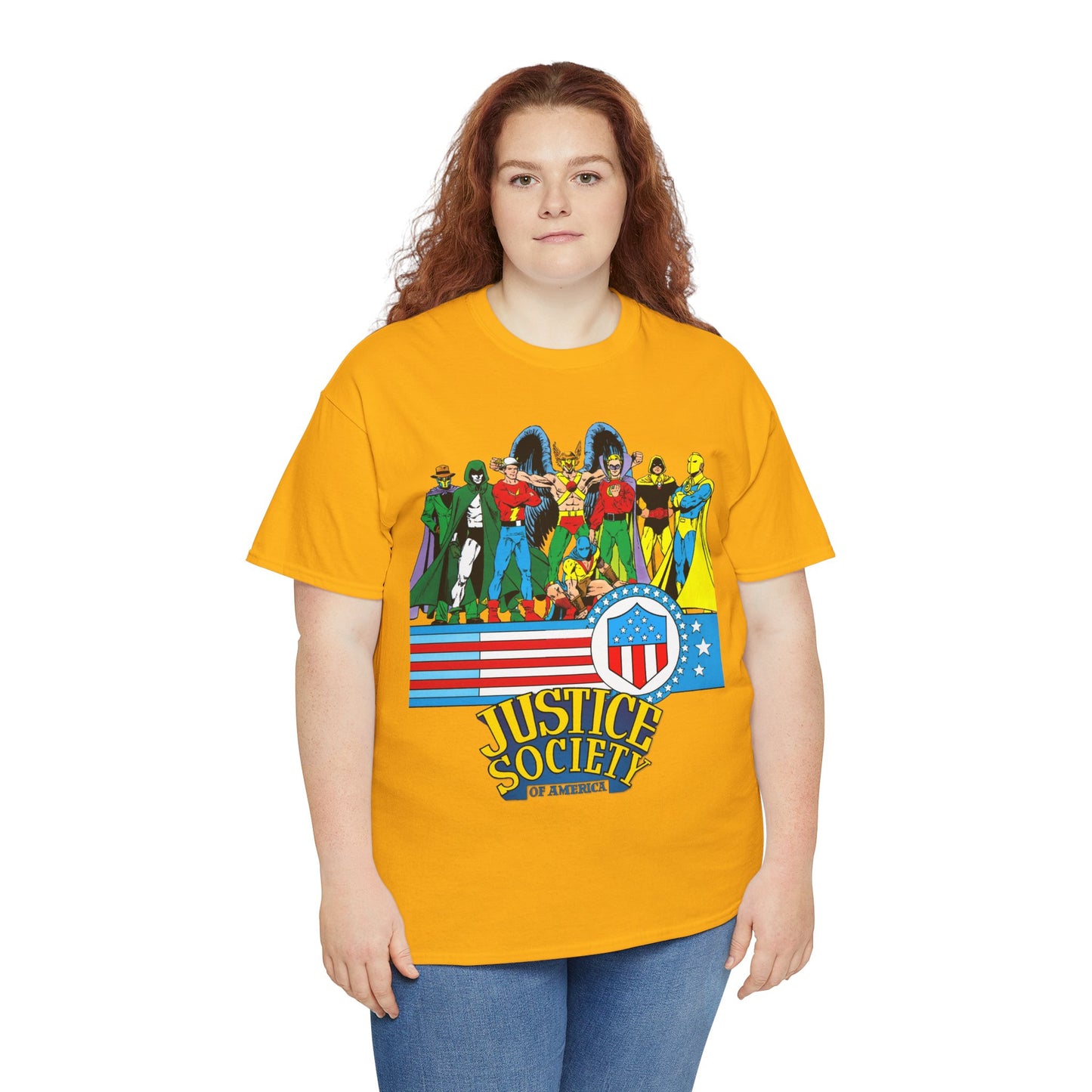 Justice Society of America T-Shirt - Amazing George Perez Art - History of the DC Universe - DC Comics - Dr Fate, Sandman, Flash, Hourman, Spectre, Hawkman