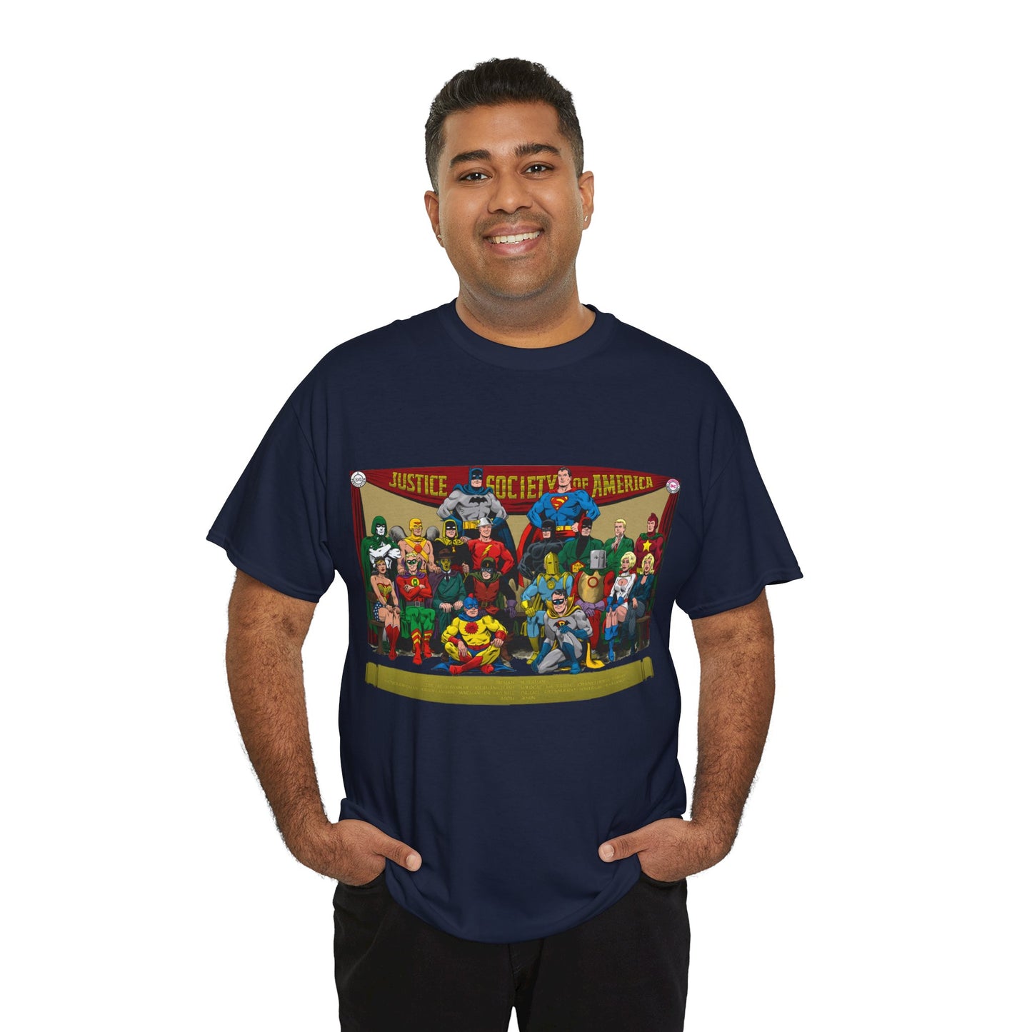 JSA T-Shirt - Sandman, Starman, Atom, Dr Fate, Mr Terrific, Flash, Green Lantern - DC Comics - Justice Society of America - Golden Age