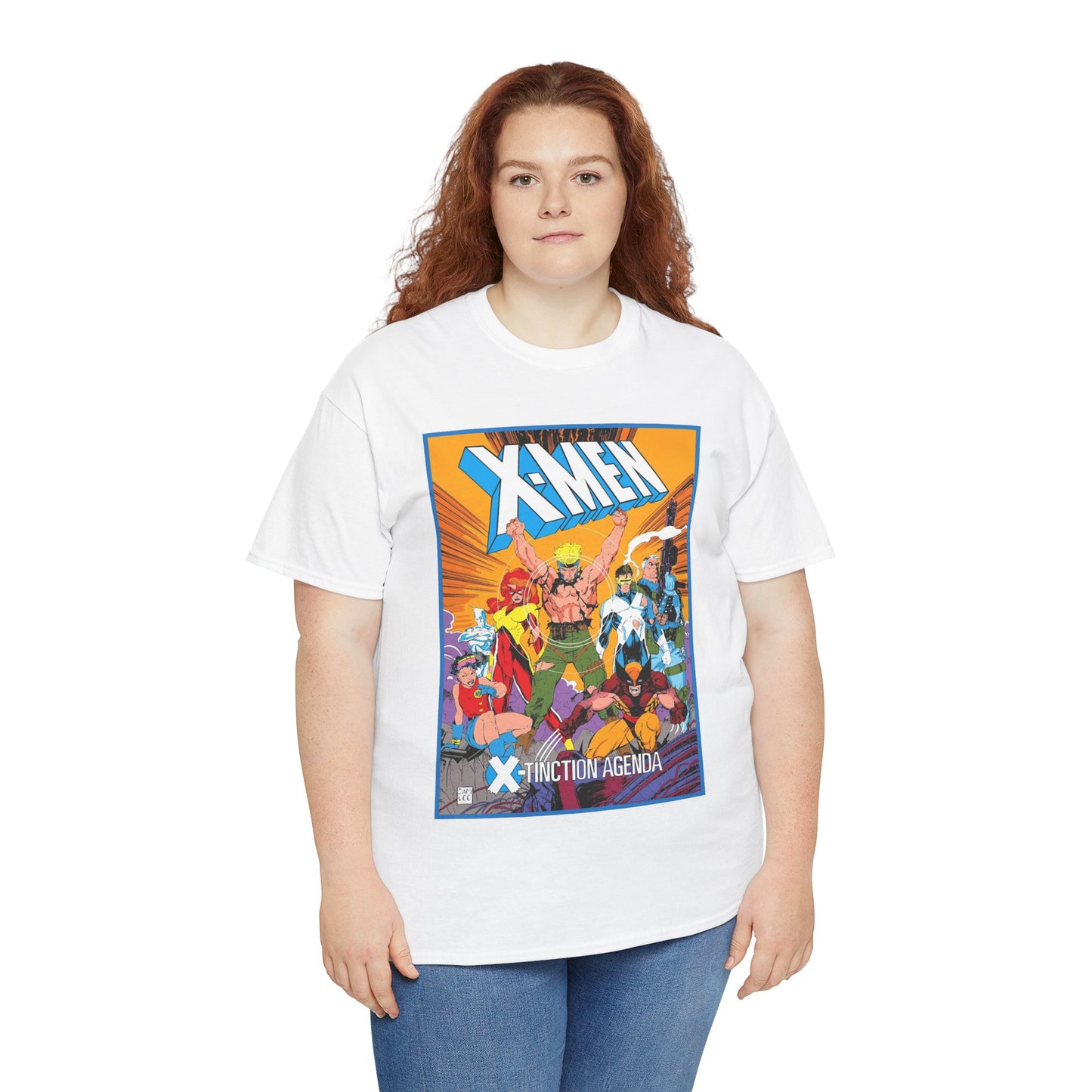 Uncanny X-Men T-Shirt - Jim Lee Art - Wolverine, Cyclops, Jean Grey, Cable, Iceman, Havok, Jubilee - X-Tinction Agenda - Marvel Comics
