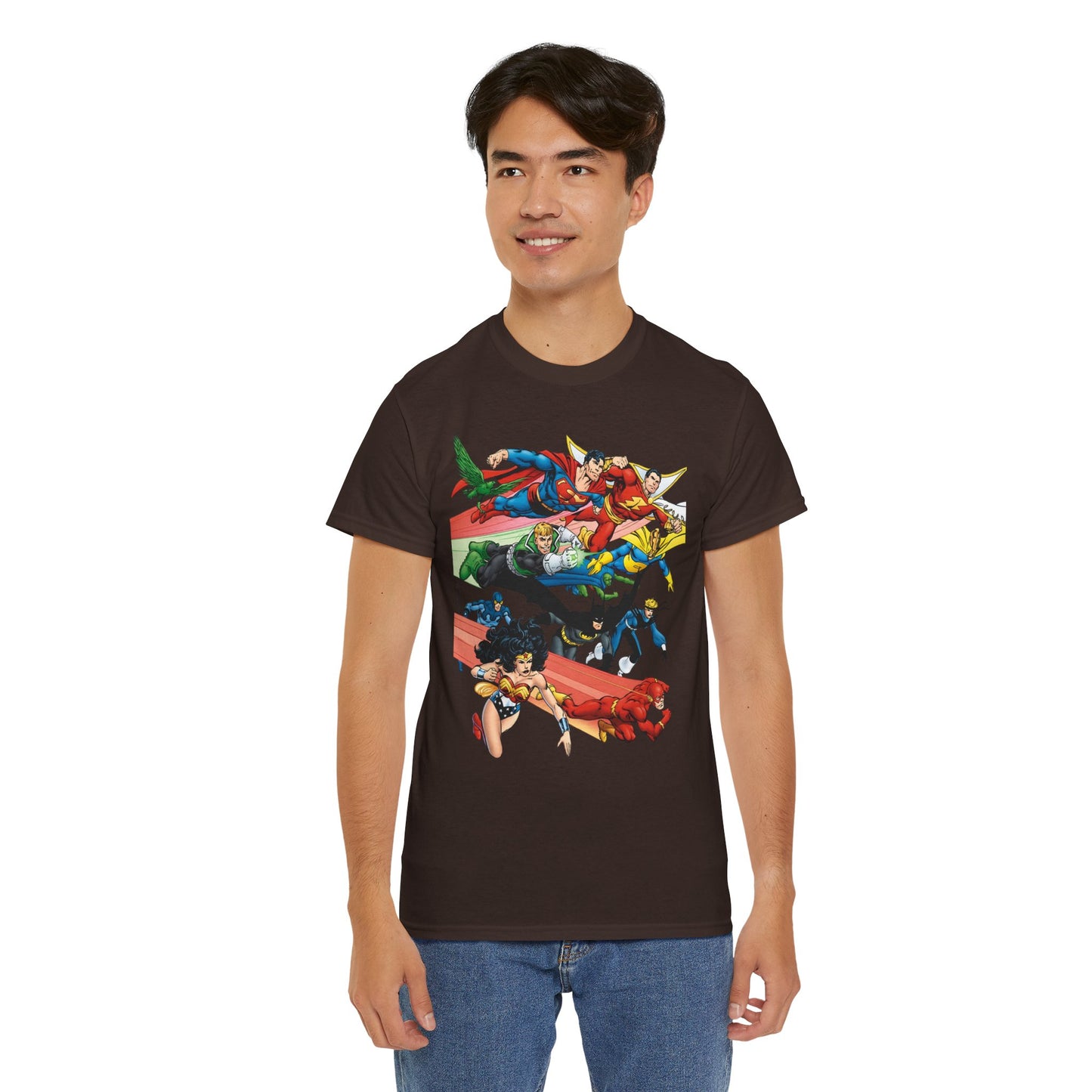 DC Legends T-Shirt - John Byrne Art - Superman, Dr Fate, Blue Beetle, Wonder Woman, Black Canary, Guy Gardner - DC Comics