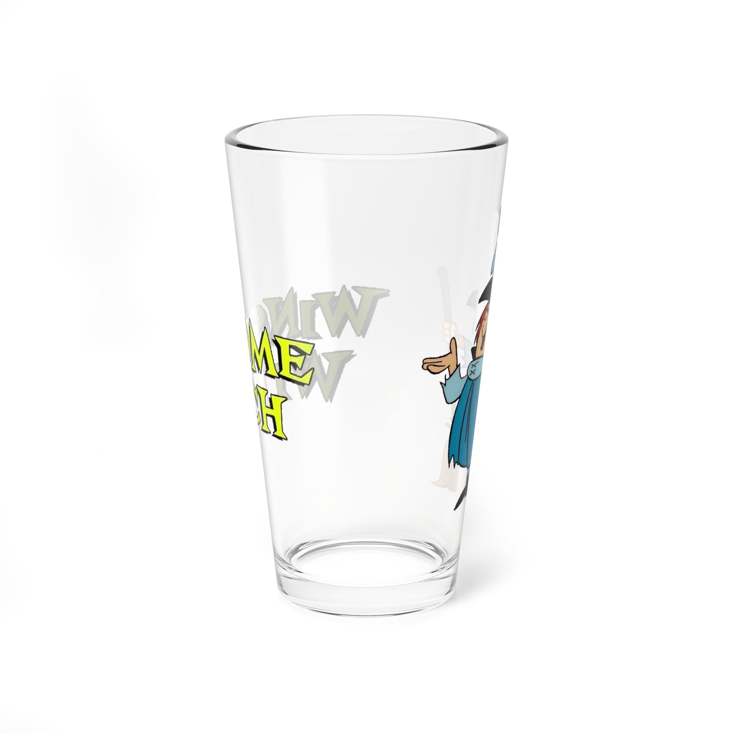 Winsome Witch Pint Glass, 16oz - Popular Hanna-Barbera Cartoon 1960s TV - Winnie - Fairy Godmother Drop-Out - Ippity-Pippity-Pow