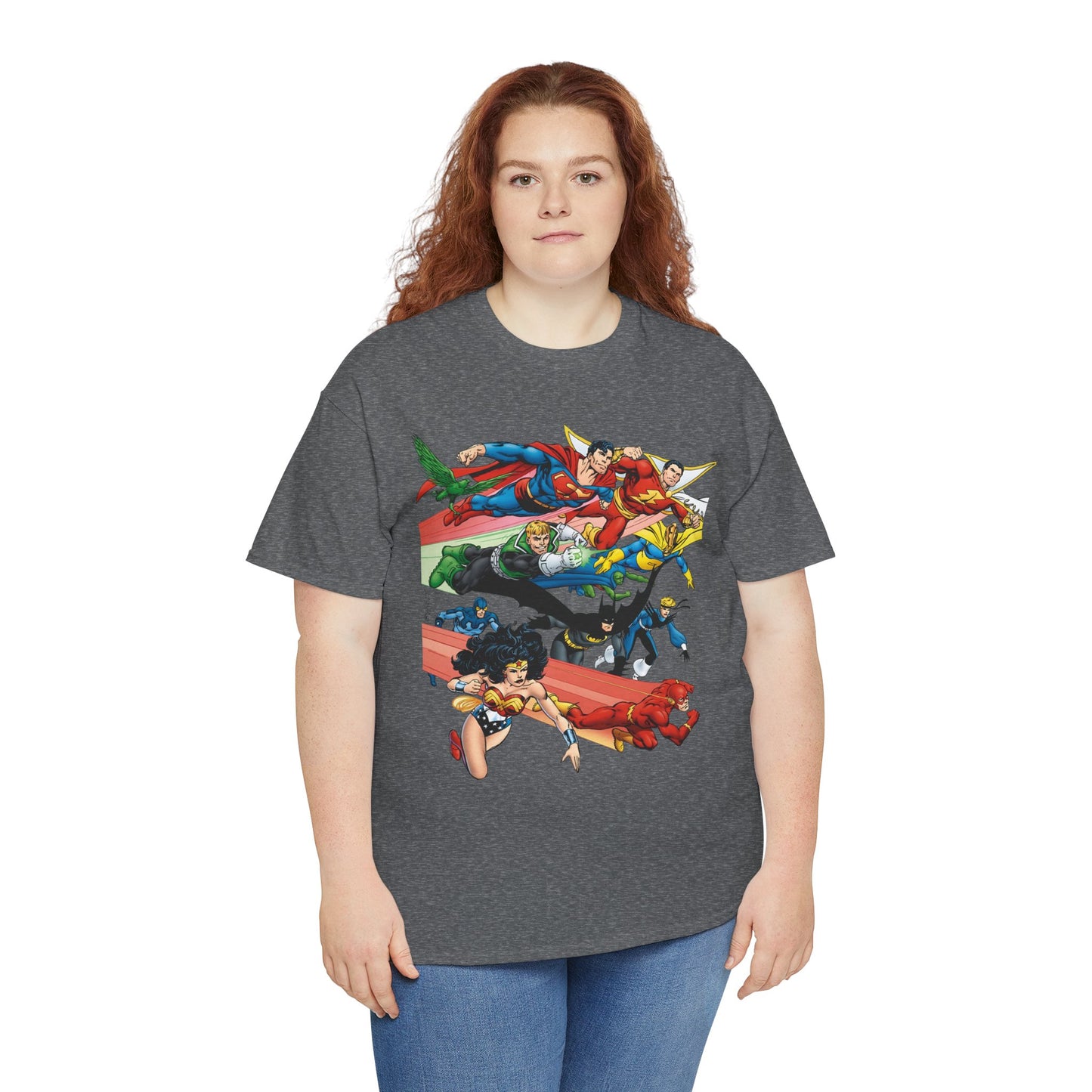 DC Legends T-Shirt - John Byrne Art - Superman, Dr Fate, Blue Beetle, Wonder Woman, Black Canary, Guy Gardner - DC Comics