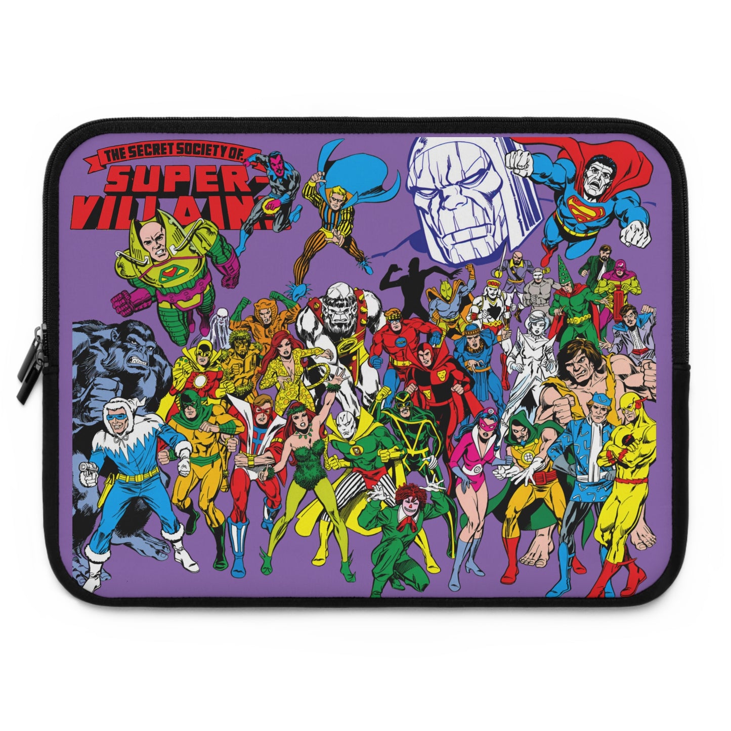 Secret Society of Super-Villains Laptop Sleeve (15" or 17") - Captain Cold, Grodd, Darkseid, Lex Luthor, Cheetah, Poison Ivy, Bizarro - DC Comics